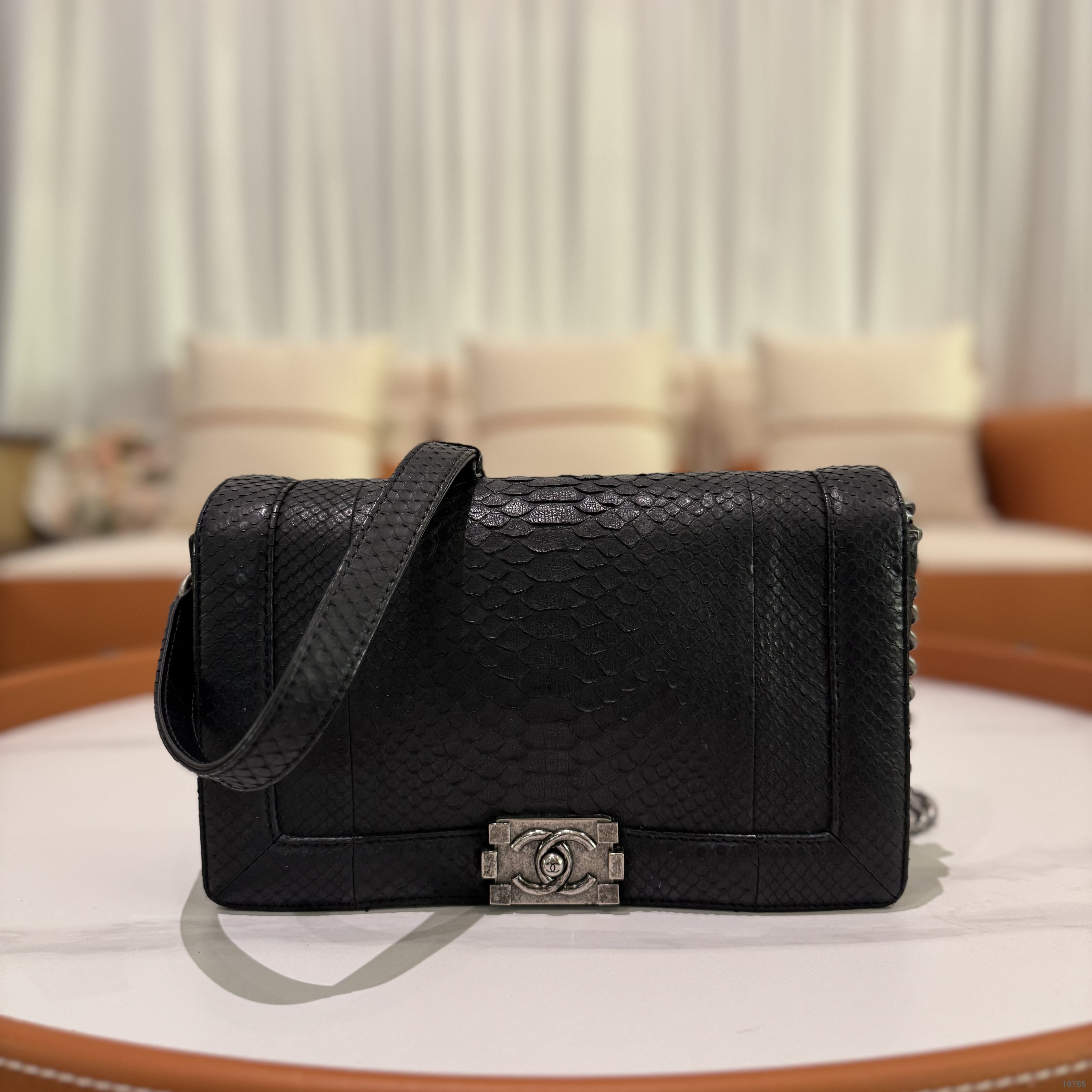 CHANEL LEBOY MEDIUM-LARGE PYTHON CHAIN BAG