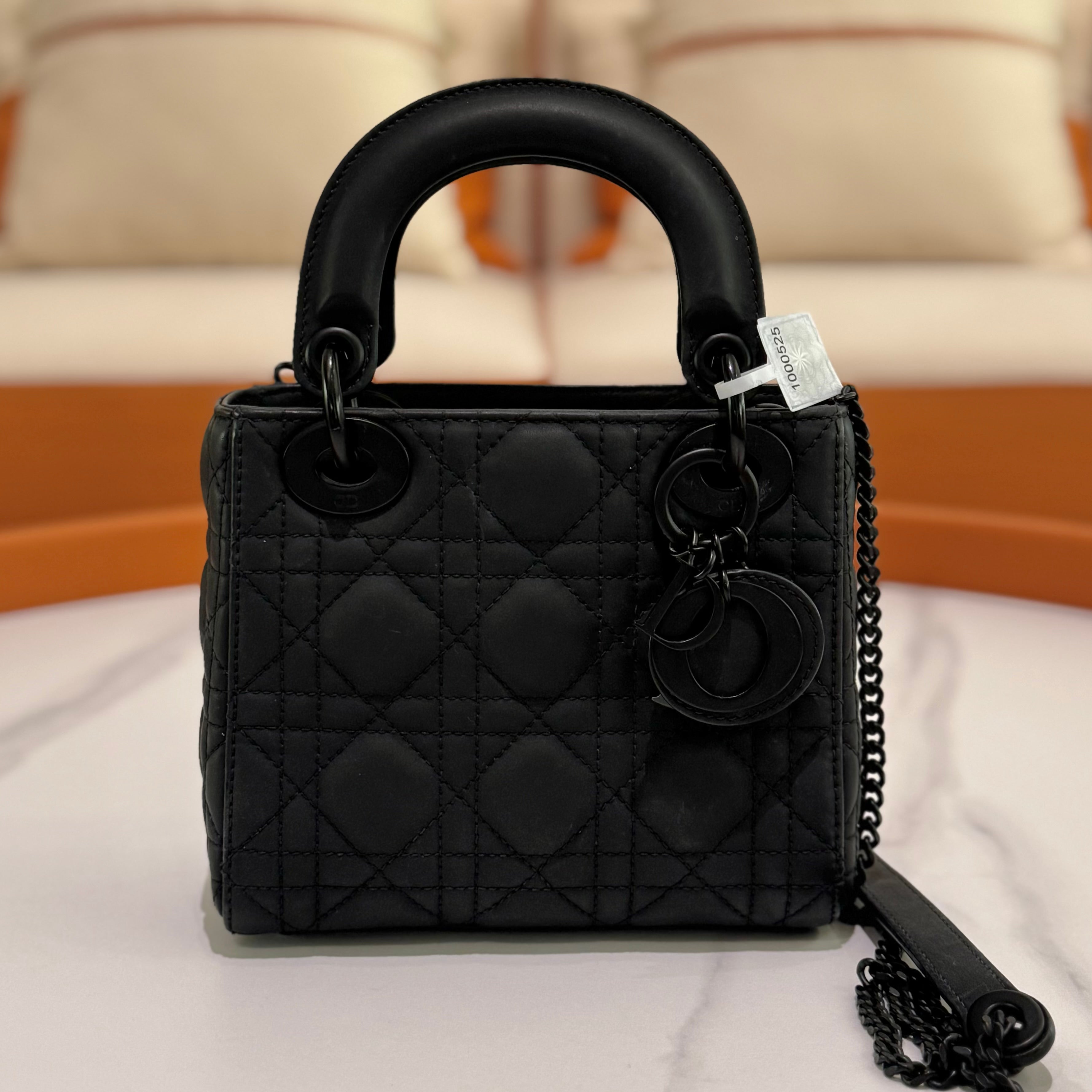 DIOR LADY SOBLACK MATTE BLACK 3-GUSSET BAG