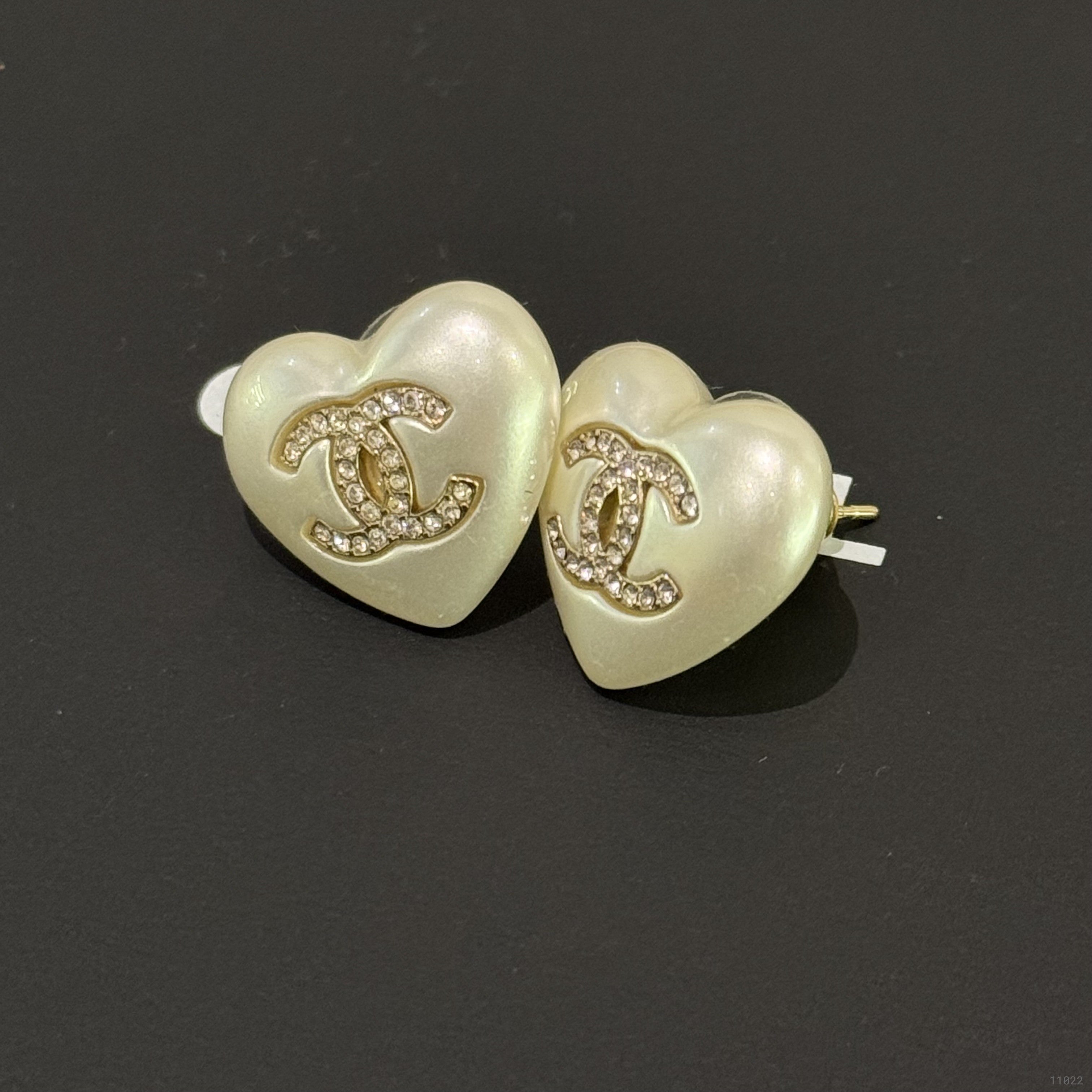 CHANEL PEARL & CRYSTAL LOGO EARRINGS
