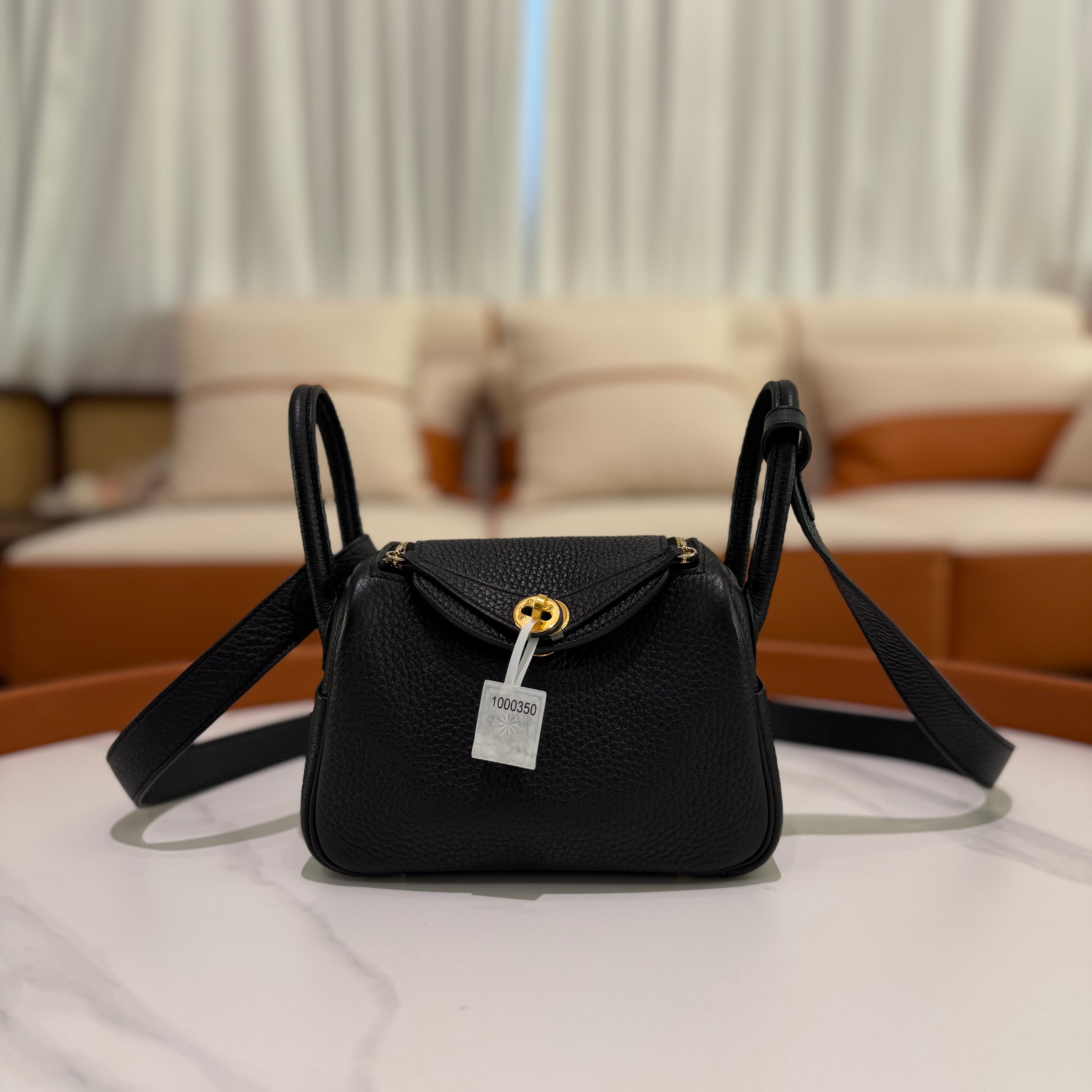 Hermes Mini Lindy Black with Gold Hardware (Stamp W)