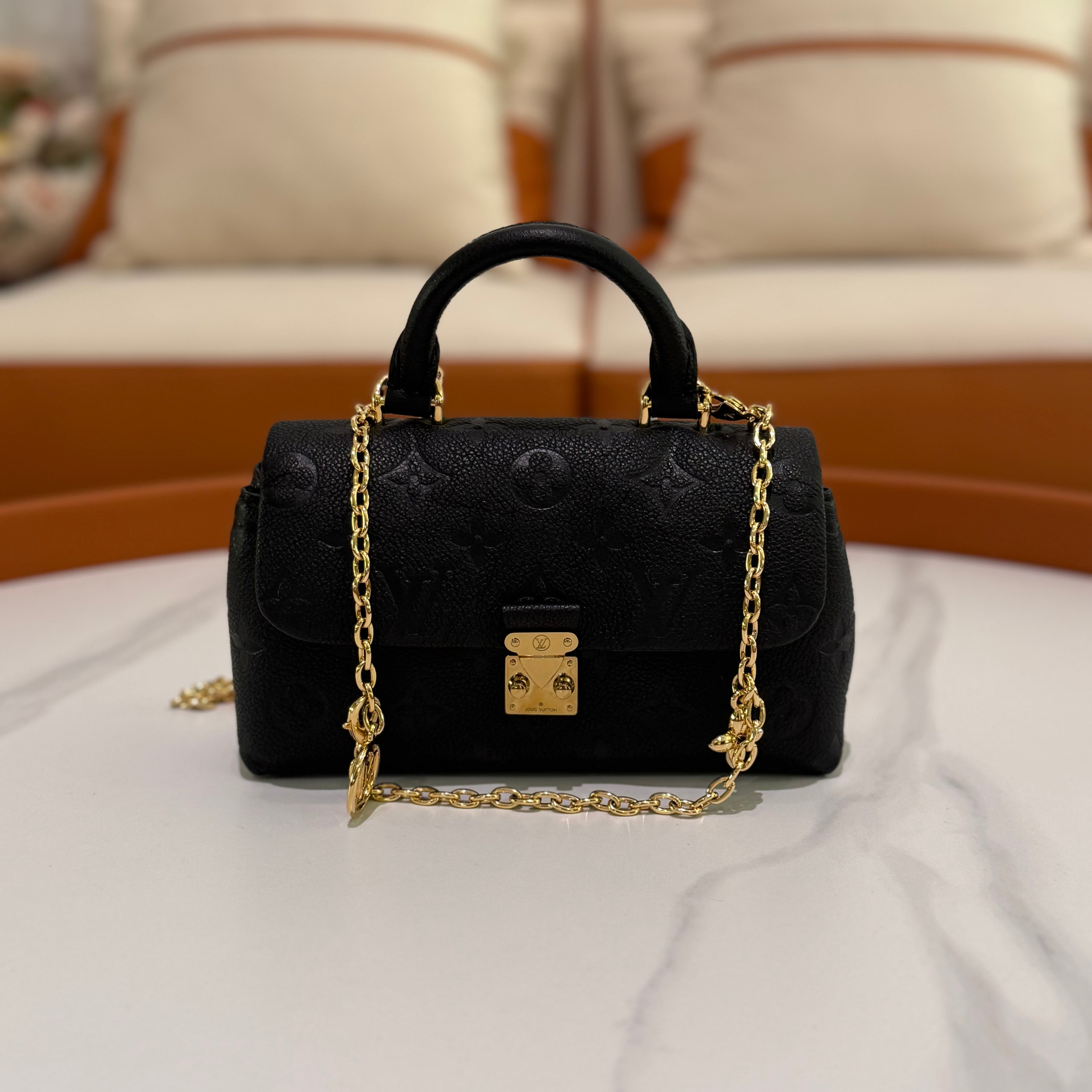 LOUIS VUITTON NANO MADELEINE EMBOSSED LEATHER TOP HANDLE CROSSBODY BAG