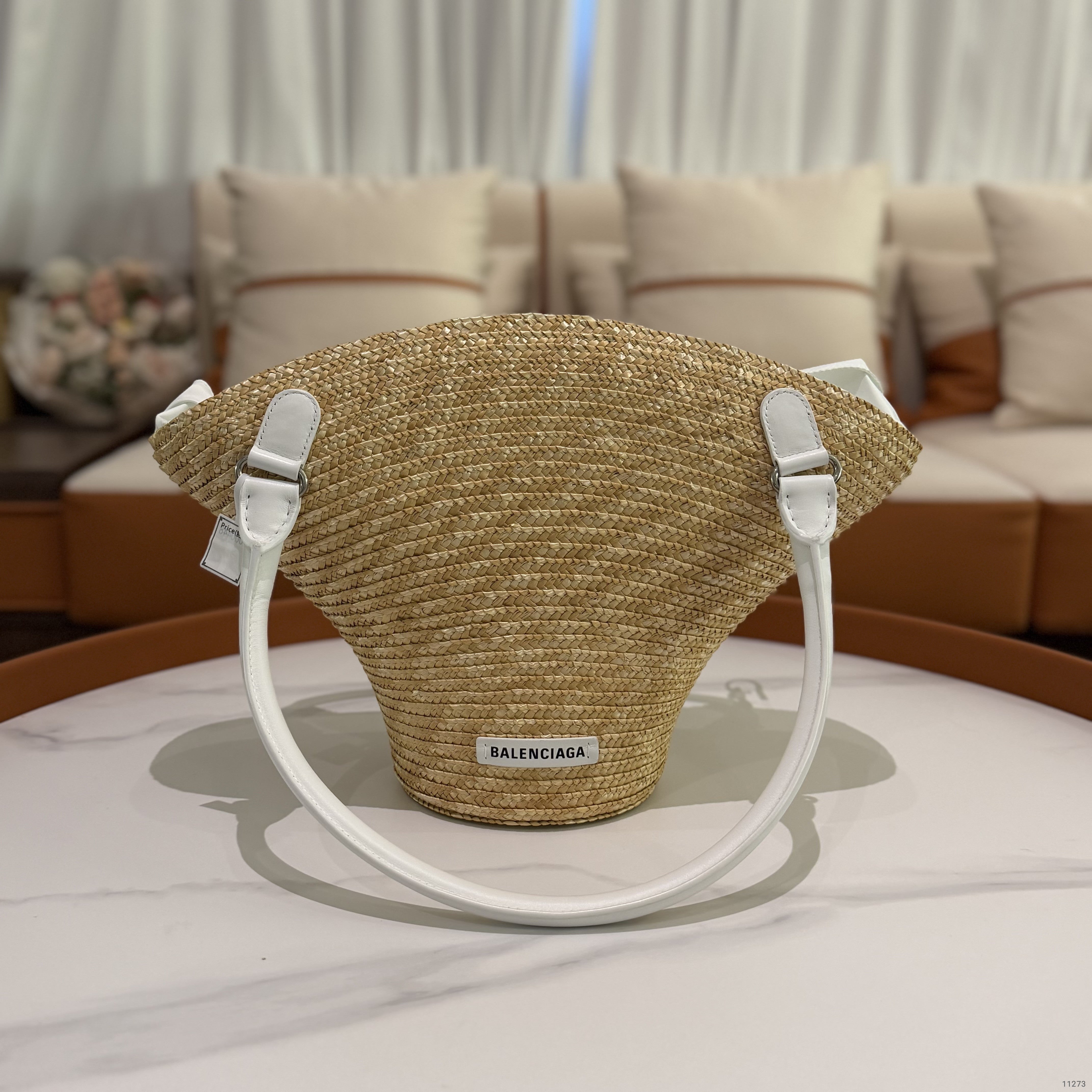 Balenciaga Beach Bag Beige Woven Tote