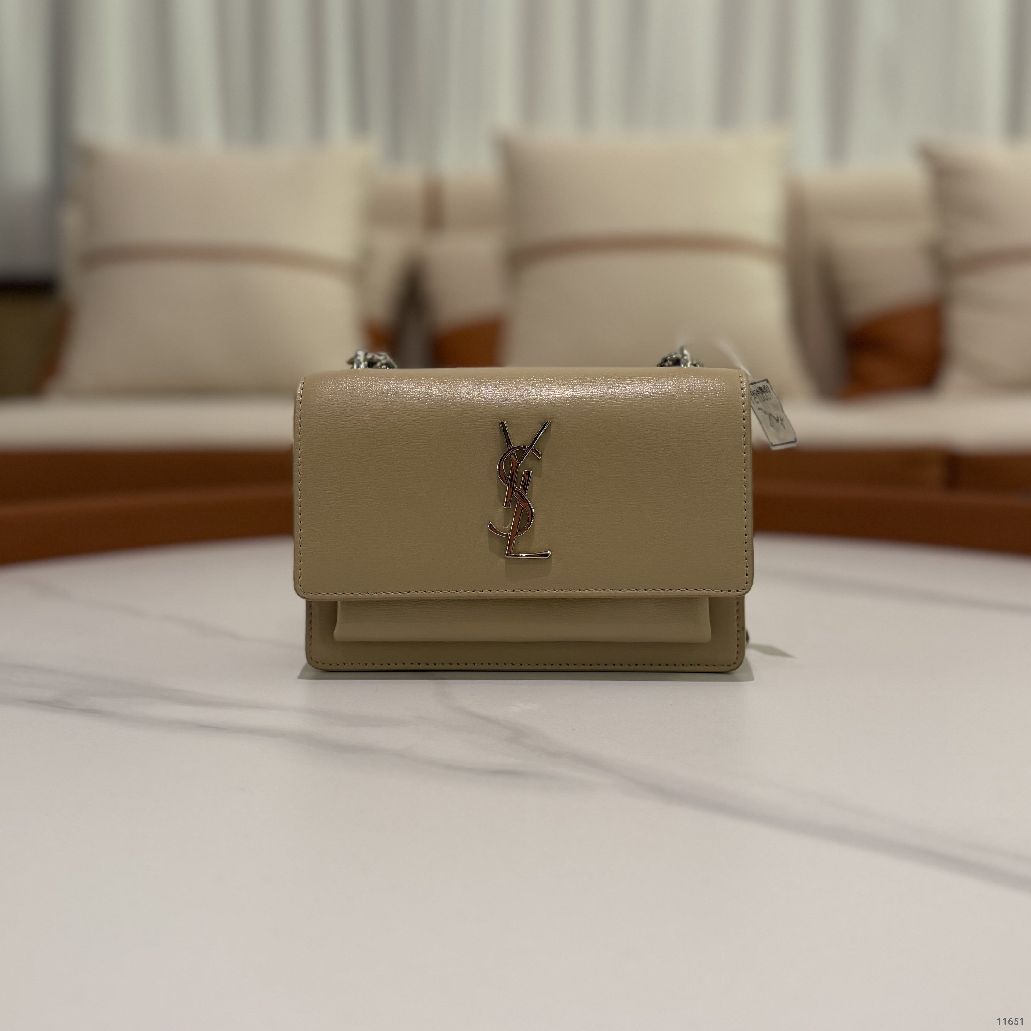 Saint Laurent Sunset Mini Chain Bag Beige