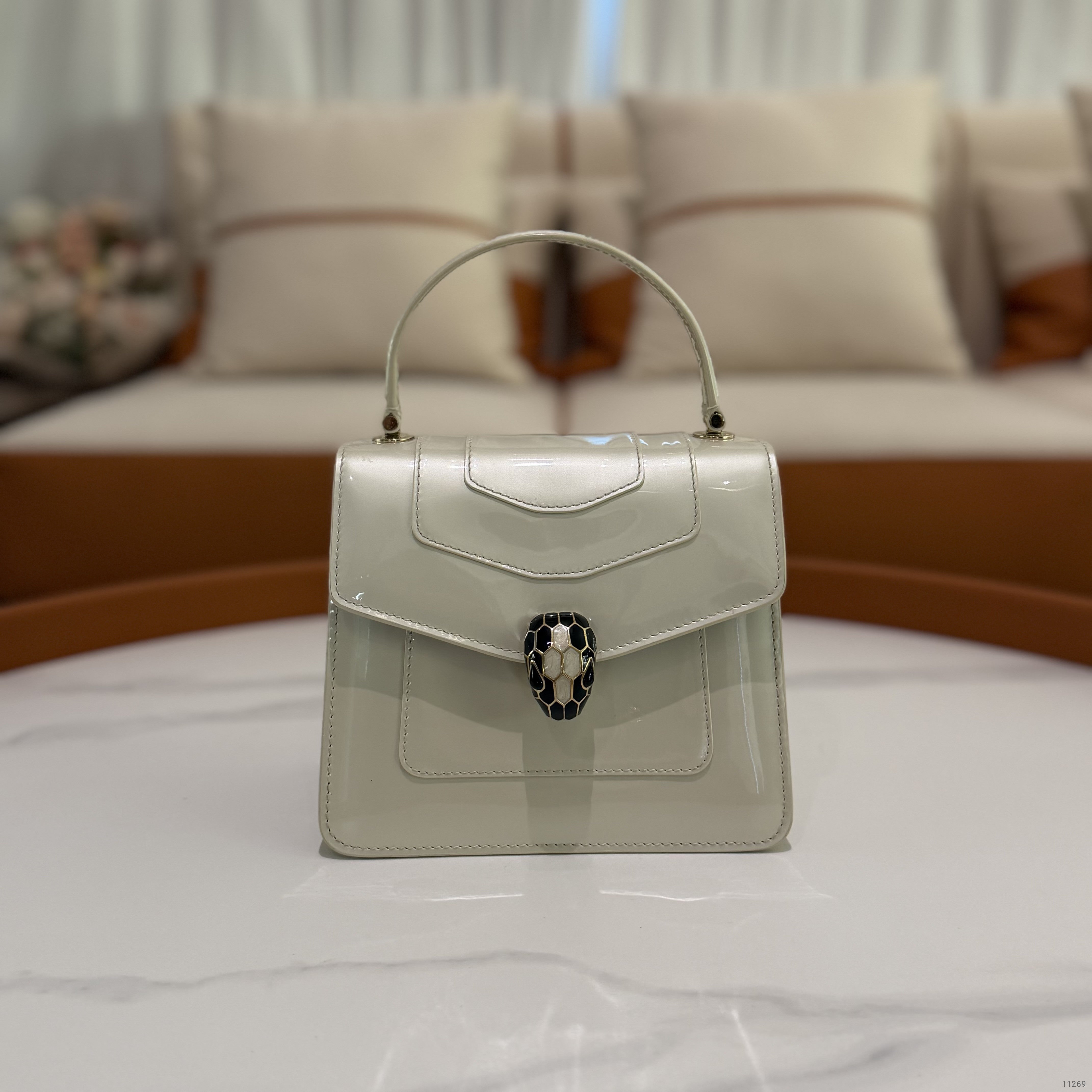 Bvlgari Serpenti White Small Accordion Bag