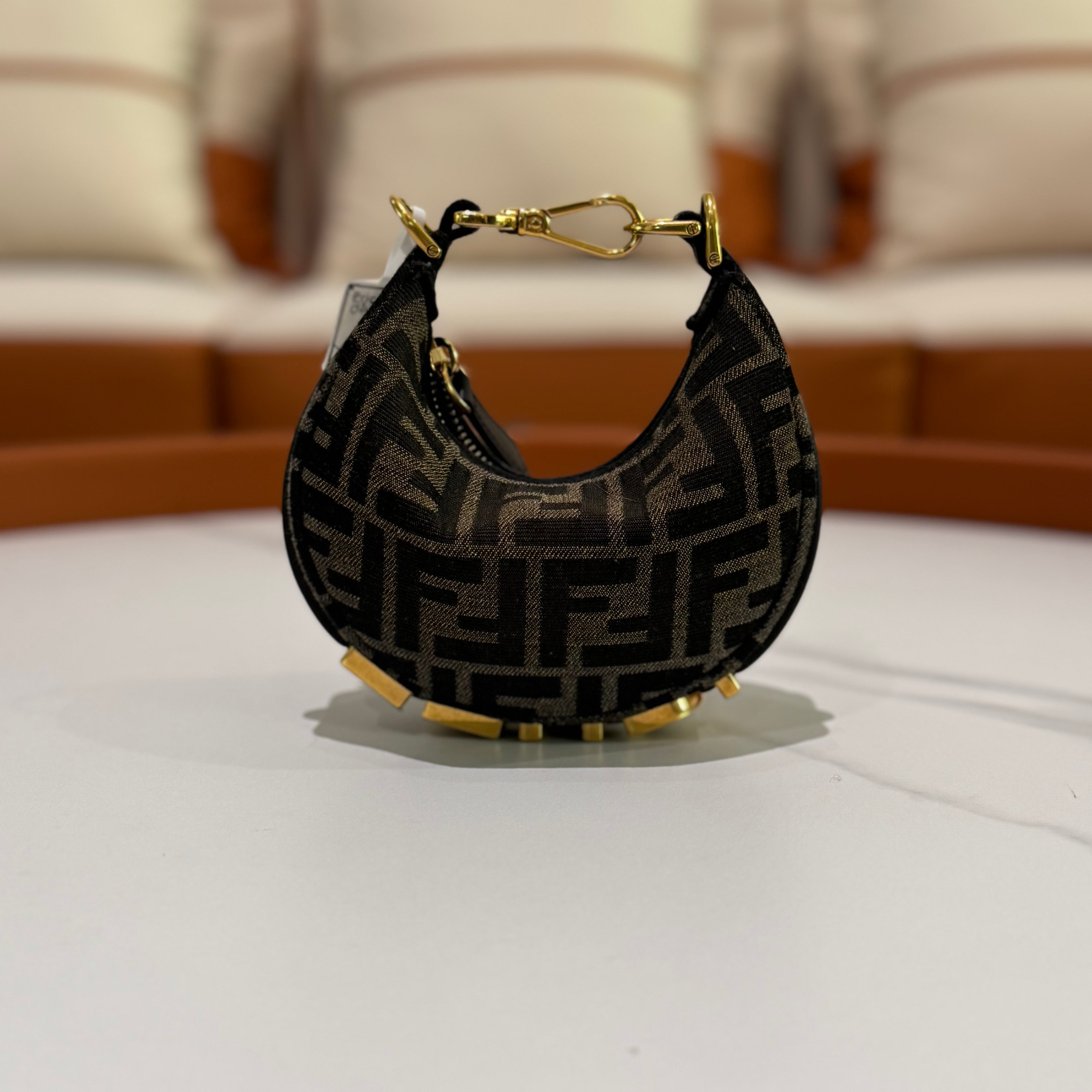 FENDI NANO FENDIGRAPHY BROWN HANDBAG