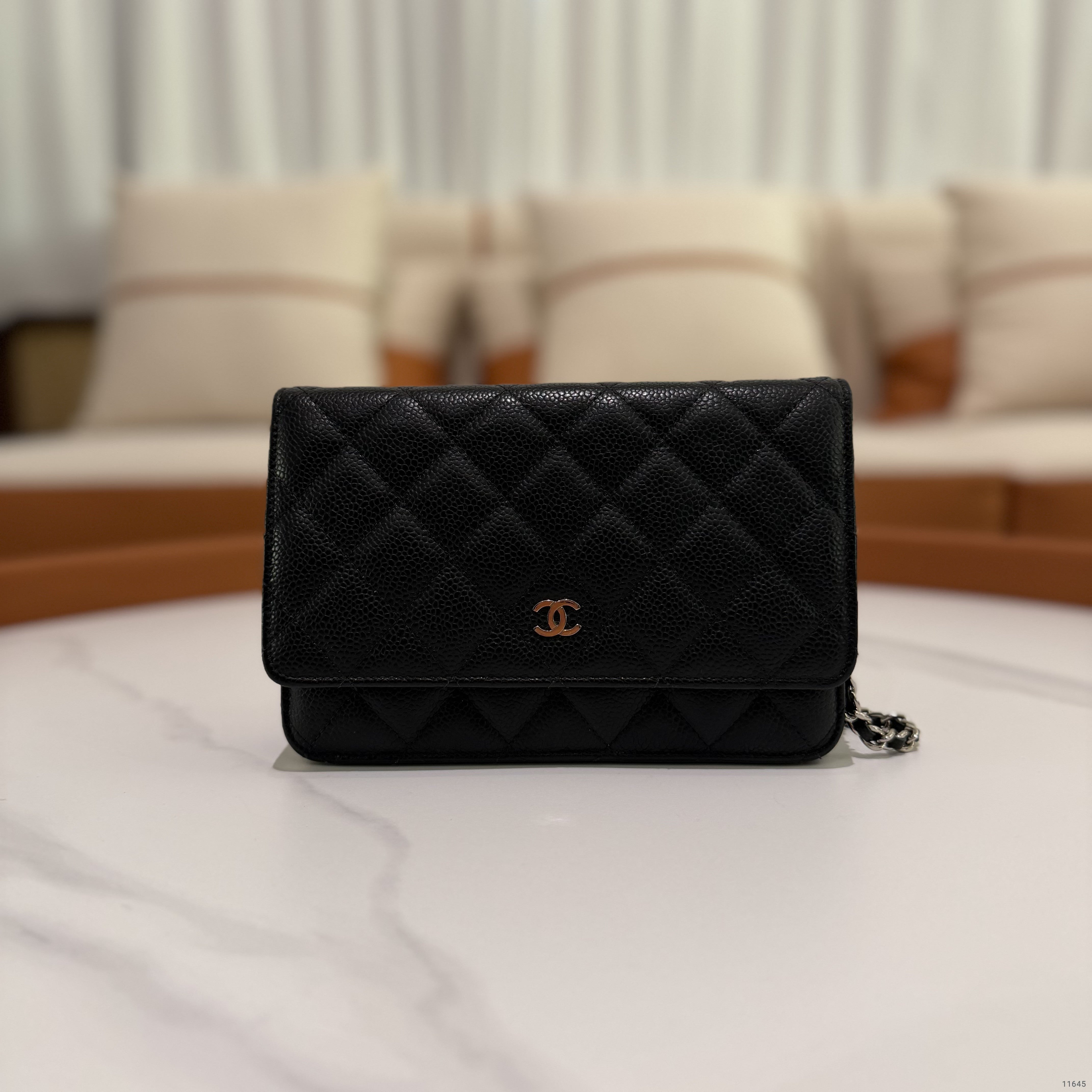 Chanel WOC Black Caviar Leather with Silver Hardware (Authenticity Card Version)