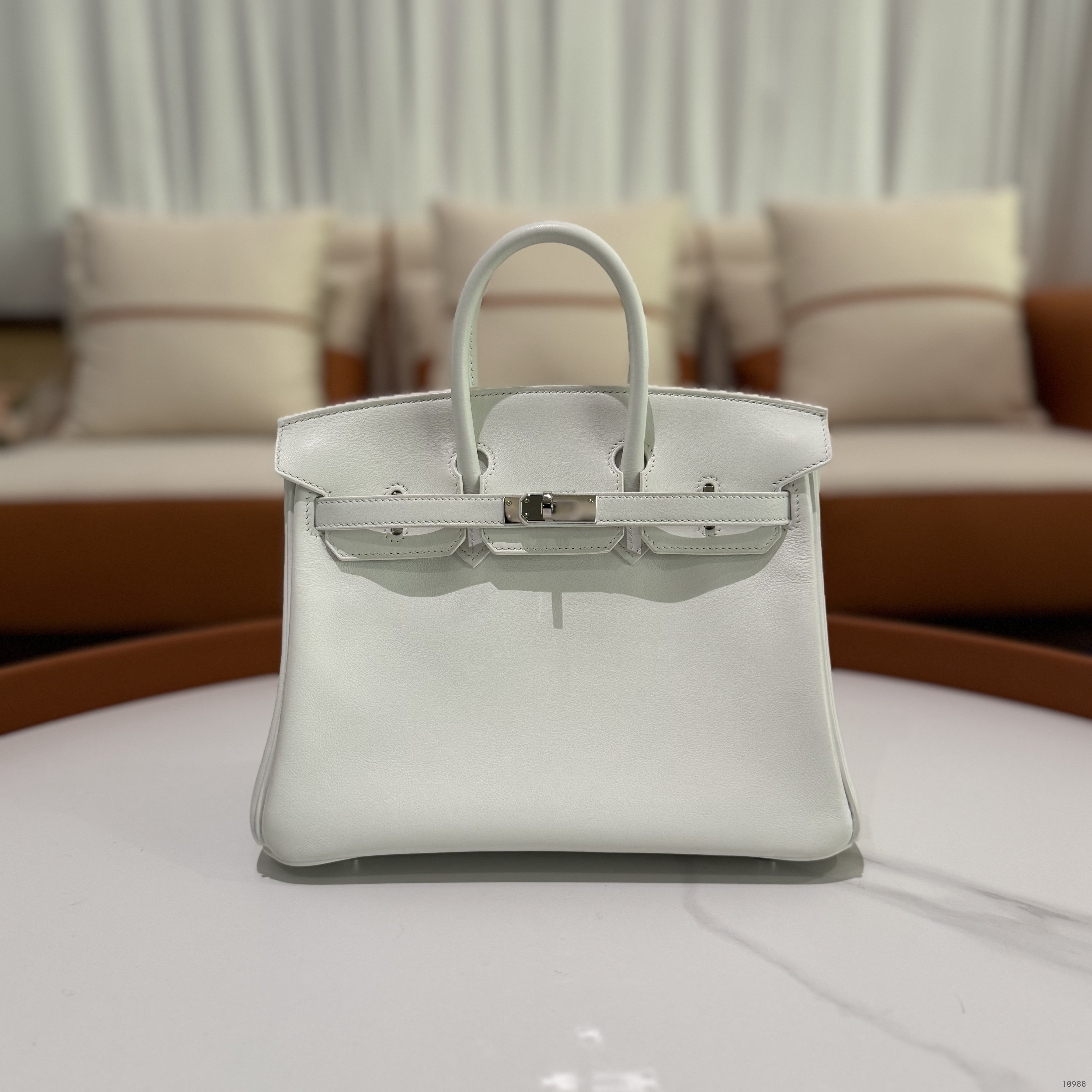 HERMÈS BIRKIN 25 WHITE SWIFT LEATHER WITH PALLADIUM HARDWARE STAMP B