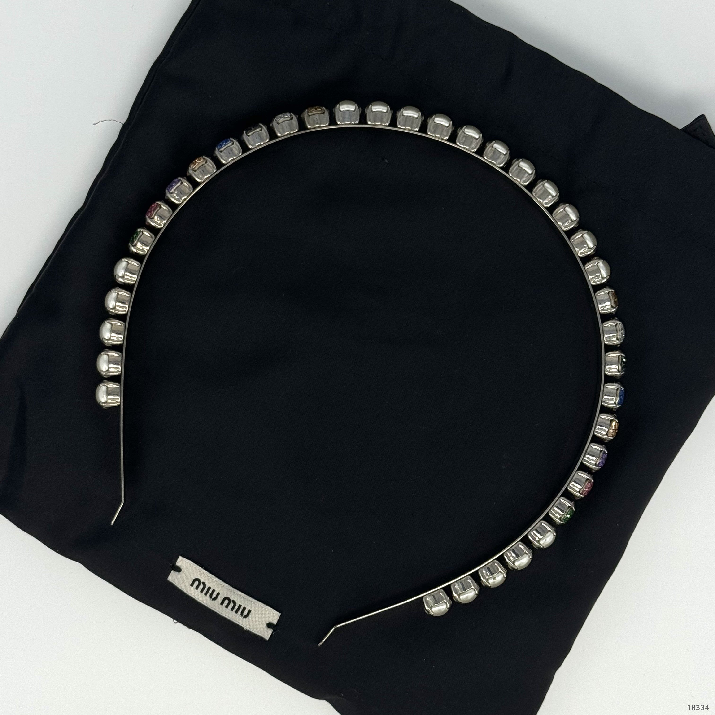 MIU MIU PEARL AND RHINESTONE HEADBAND