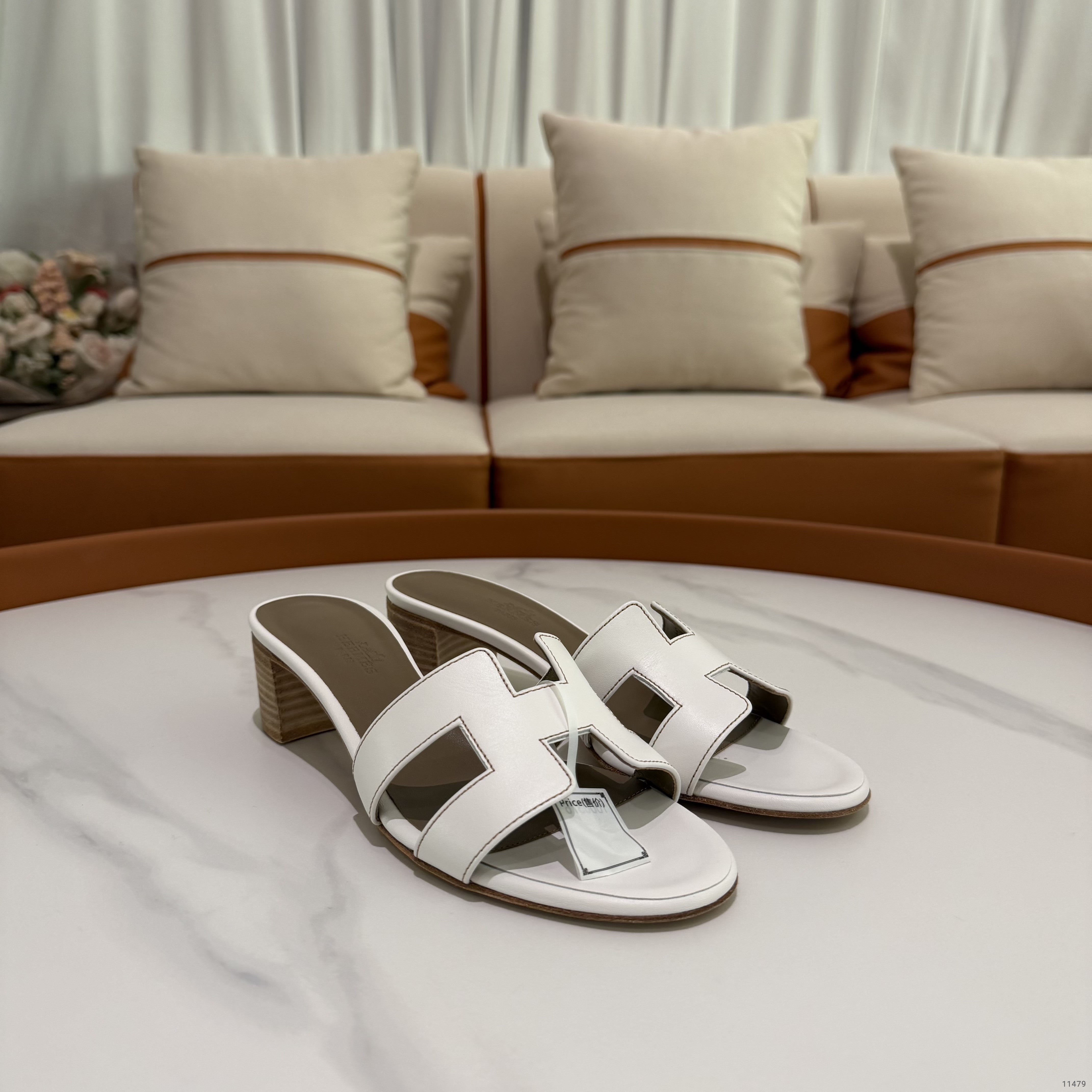 Hermes Oasis White Heeled Sandals