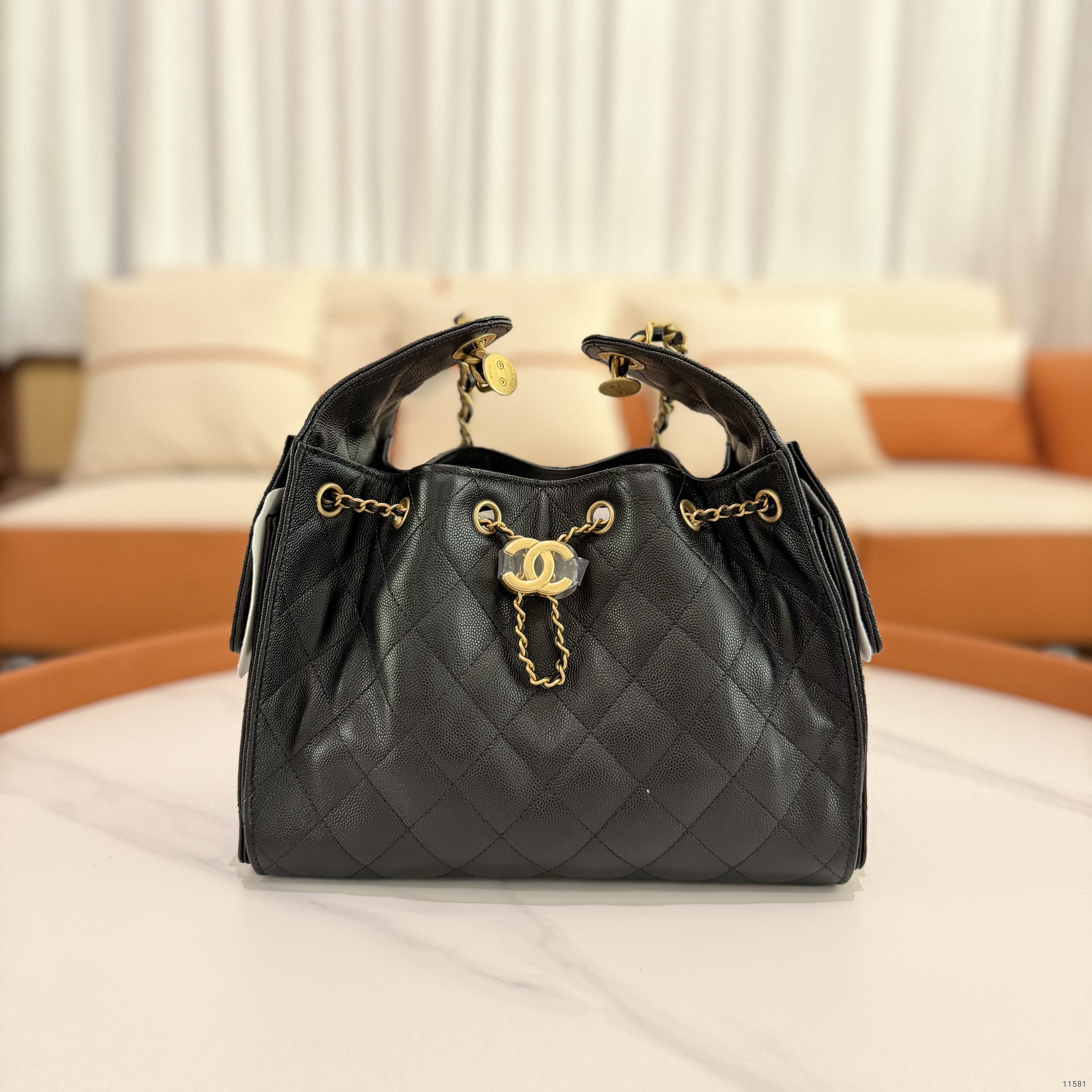 Chanel 25 Hobo Small Black Caviar Leather with Gold Hardware (Chip Model)