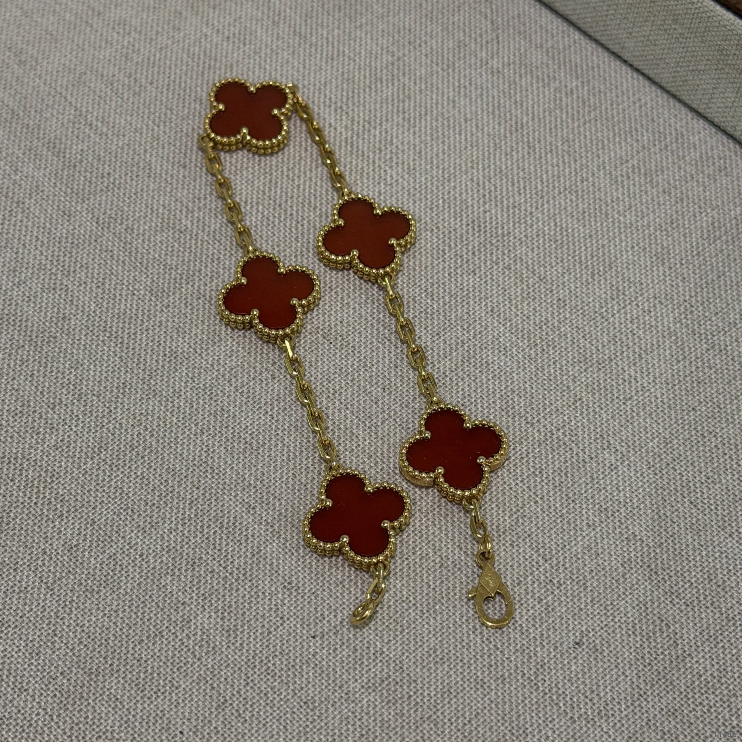 Van Cleef & Arpels Alhambra Five Motif Carnelian Bracelet