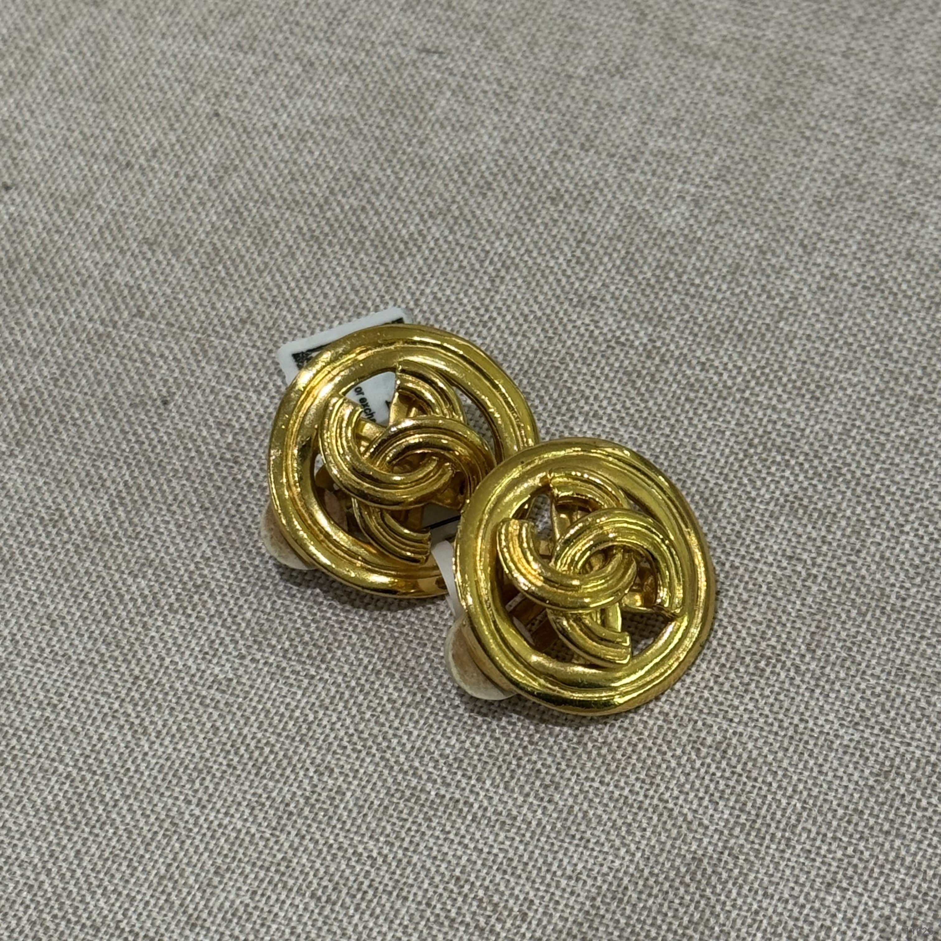 CHANEL VINTAGE DOUBLE C HOOP CLIP-ON EARRINGS