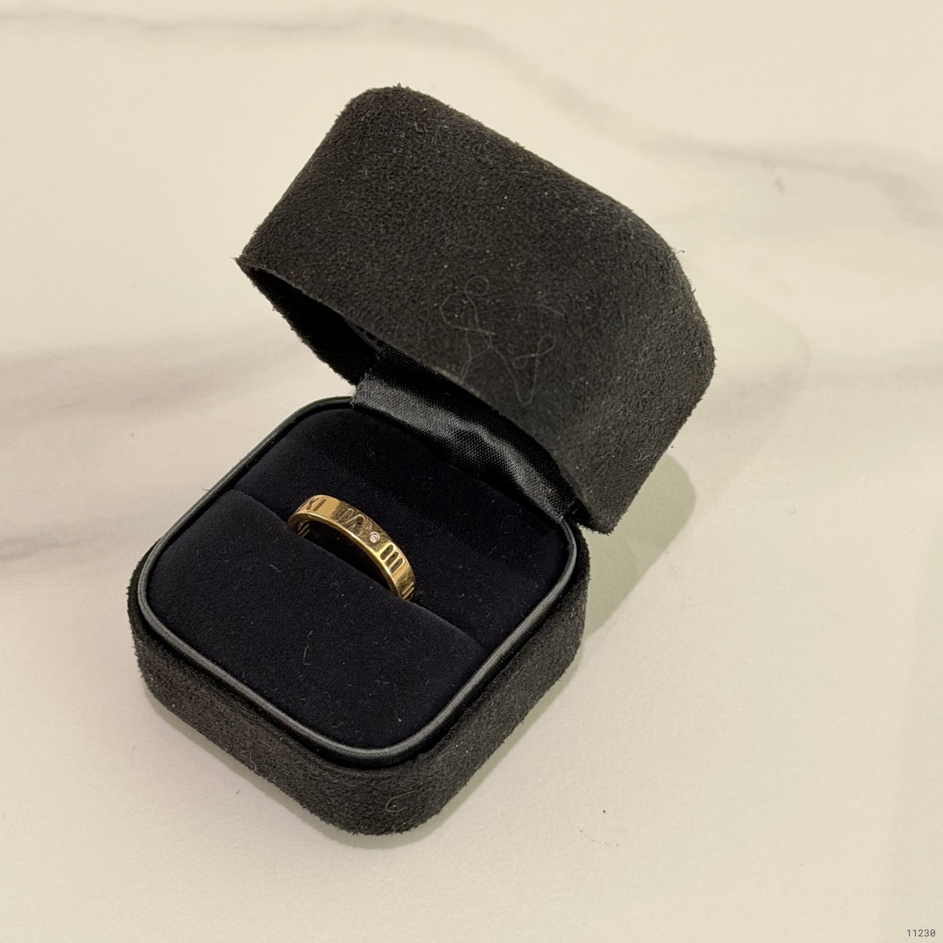 Tiffany Atlas Roman Numeral Four-Diamond Ring 18K Rose Gold