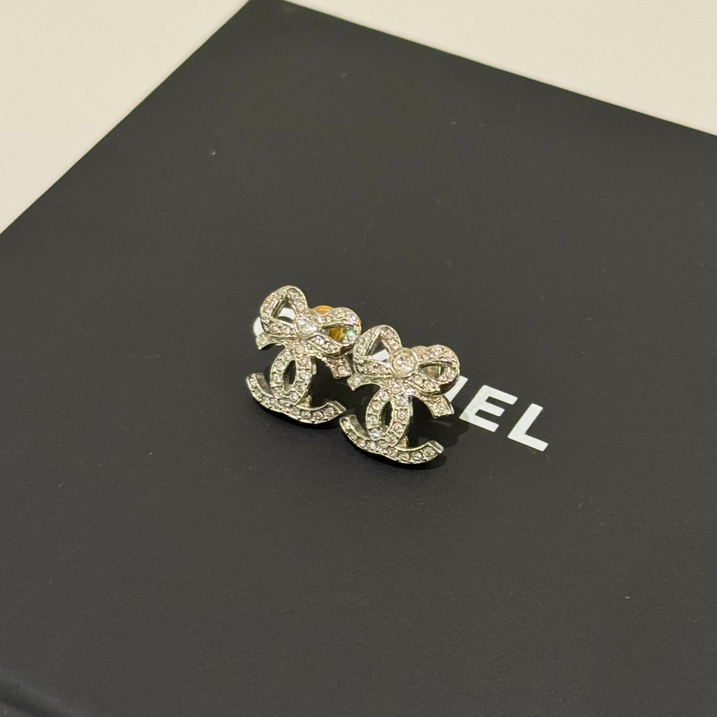 CHANEL CRYSTAL BOW EARRINGS