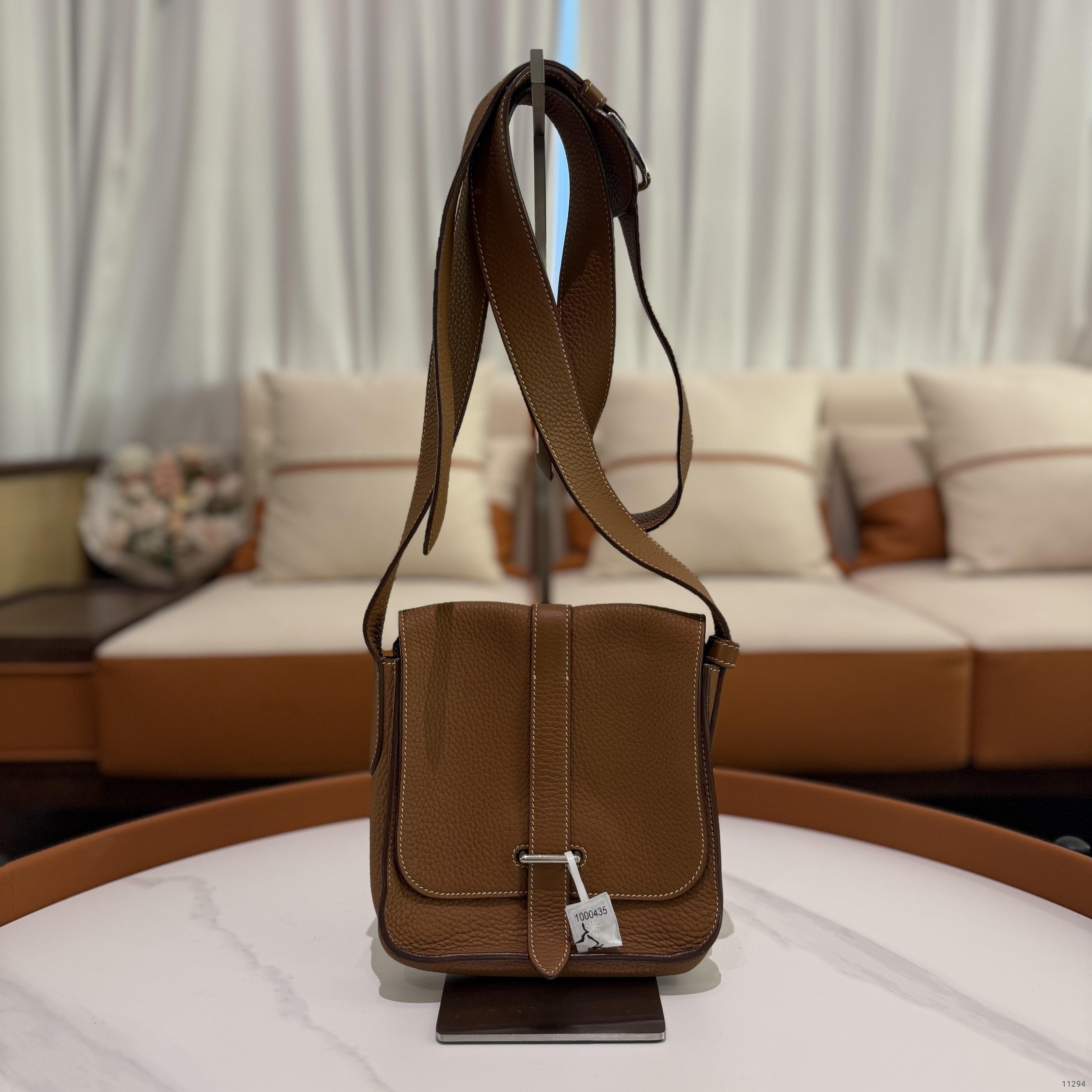 Hermes Brown Messenger Bag with Silver Hardware (Stamp N)