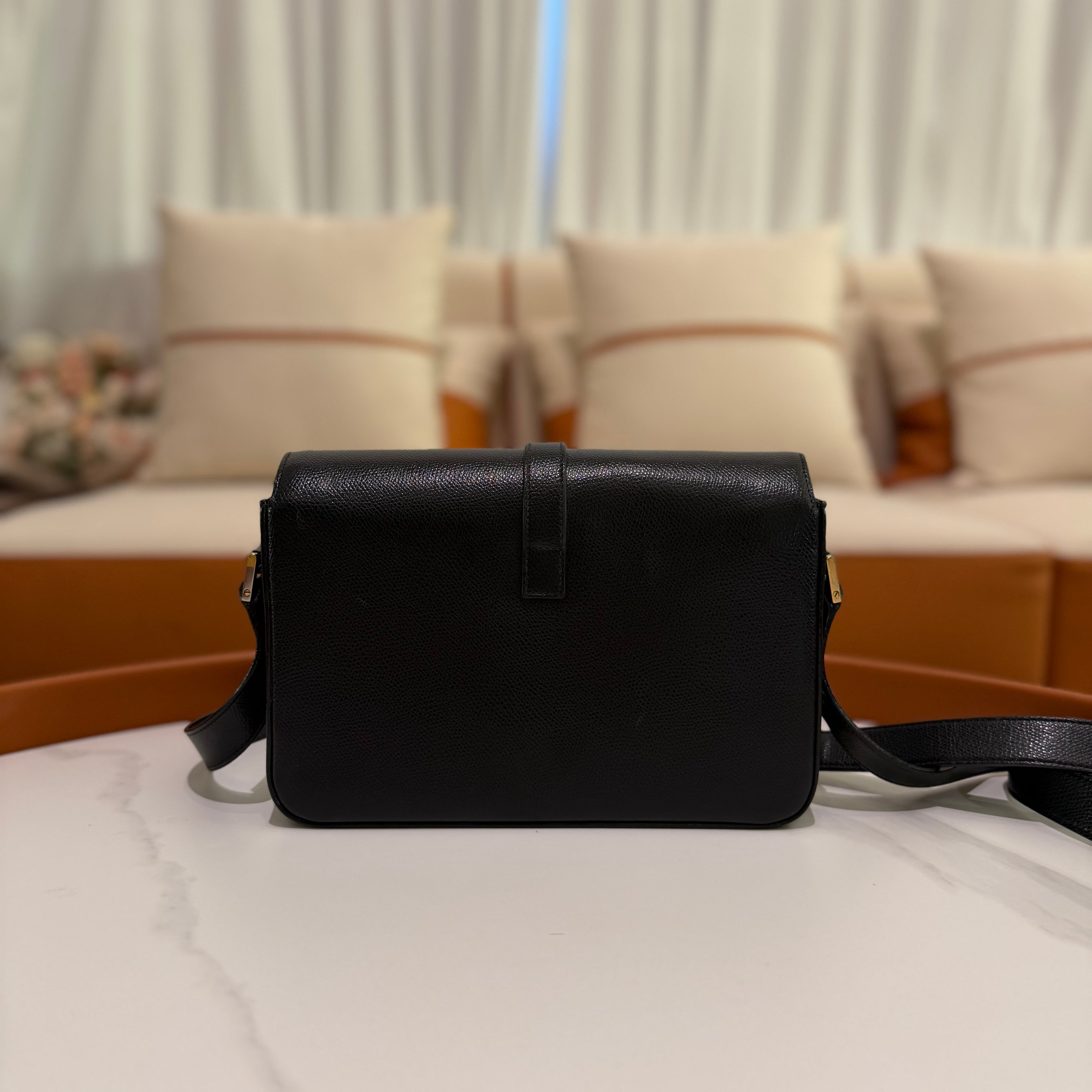 Saint Laurent Classic Black Grained Leather College Messenger Bag