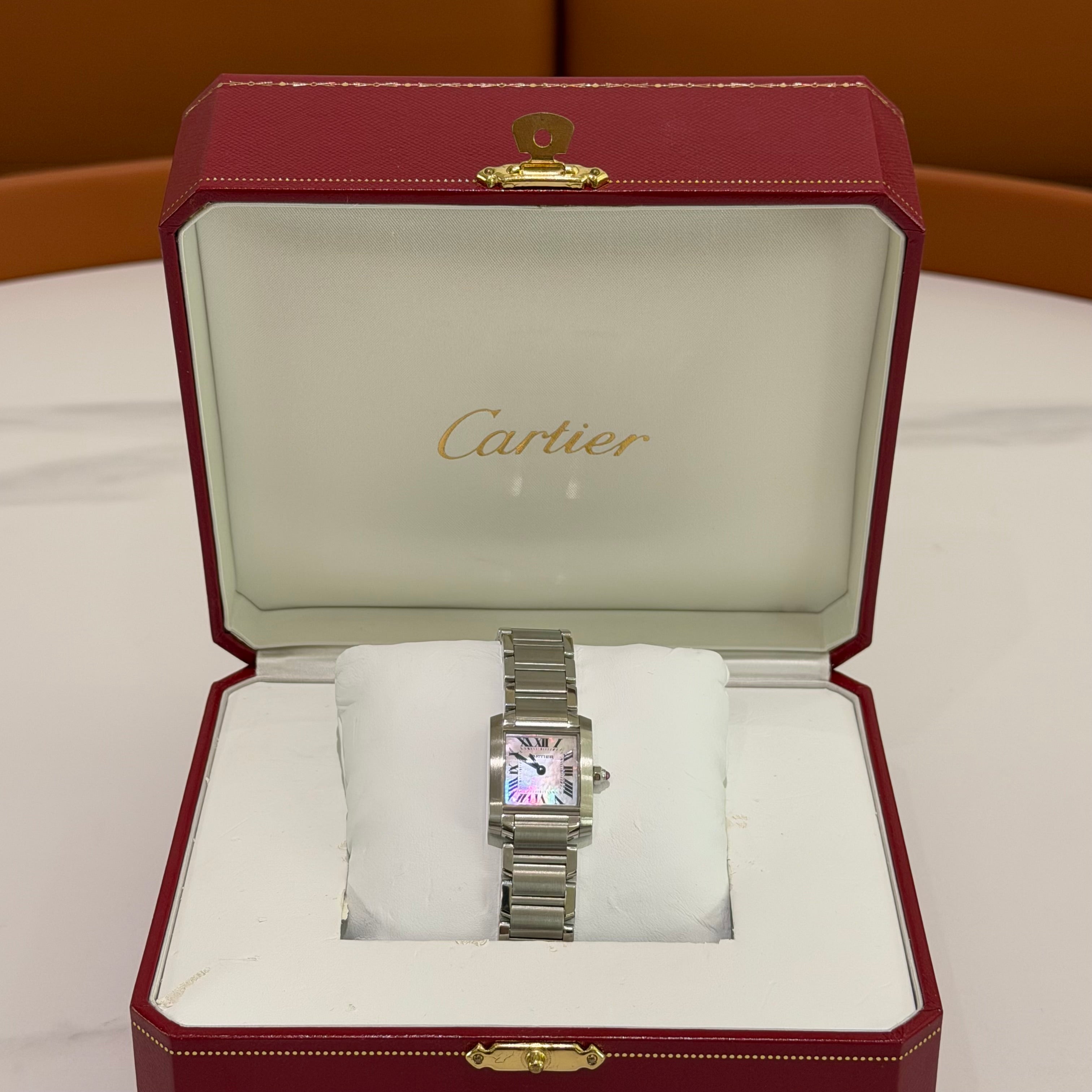 Cartier Tank W51028Q3 Pink MOP Quartz Watch