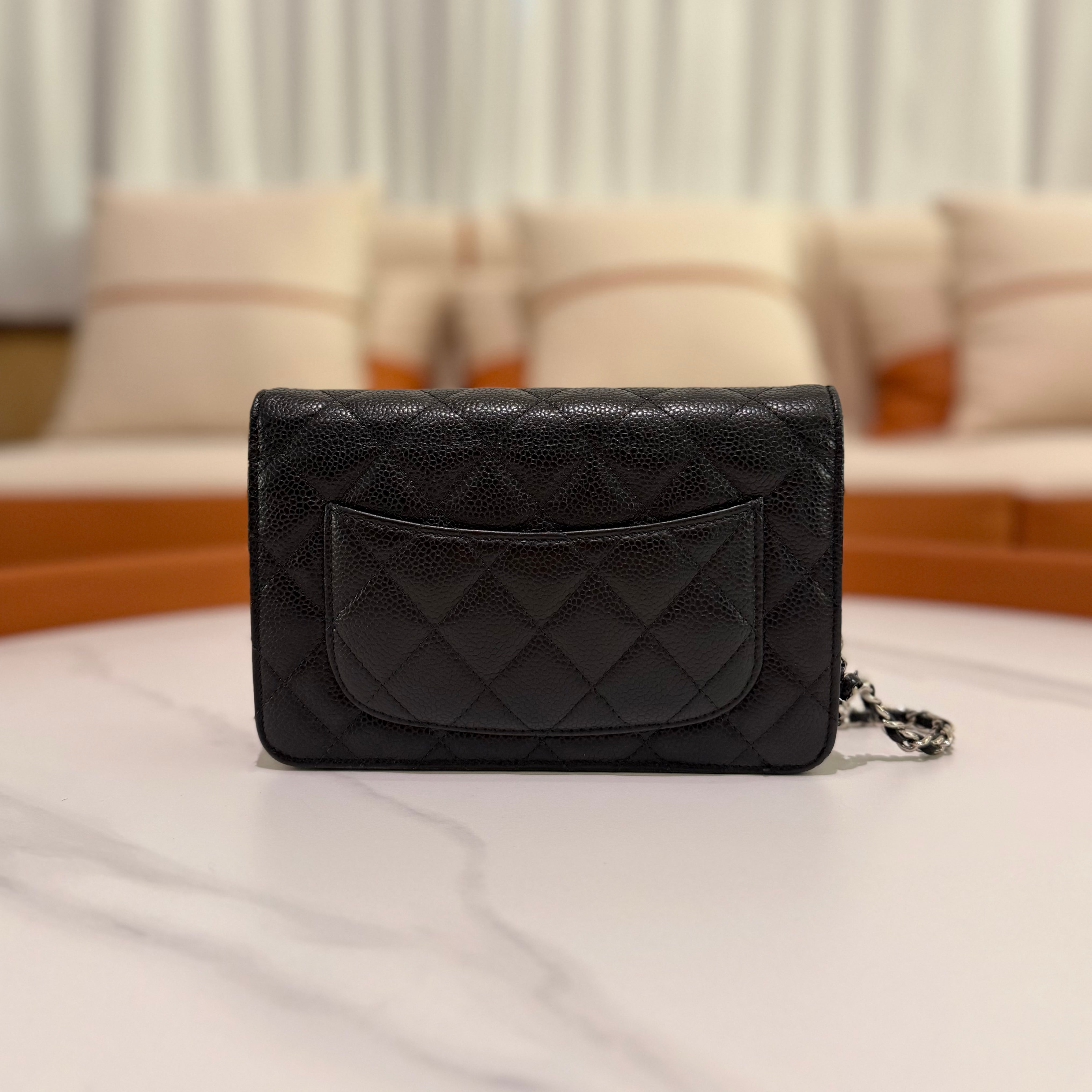 Chanel WOC Black Caviar Leather with Silver Hardware (Authenticity Card Version)