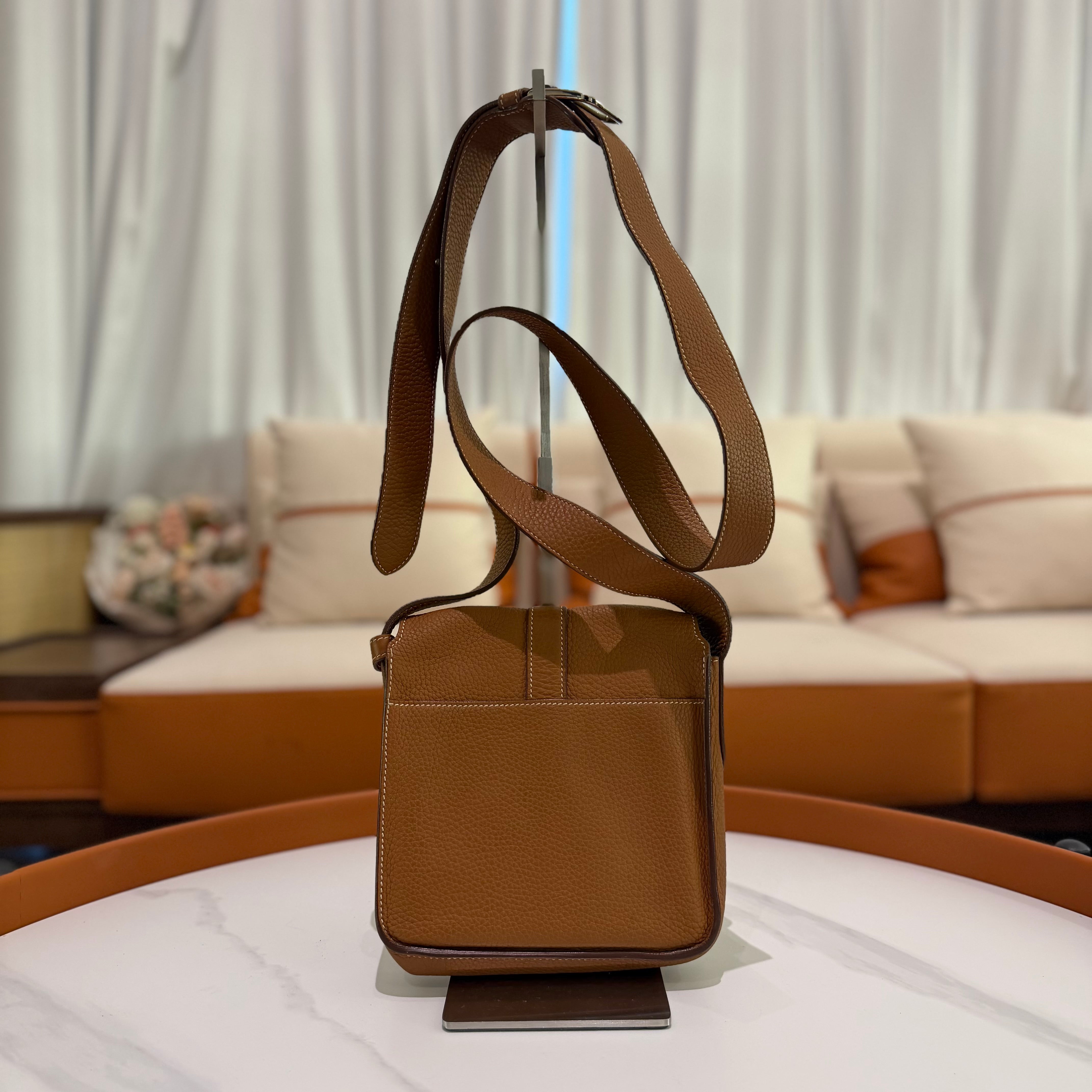 Hermes Brown Messenger Bag with Silver Hardware (Stamp N)