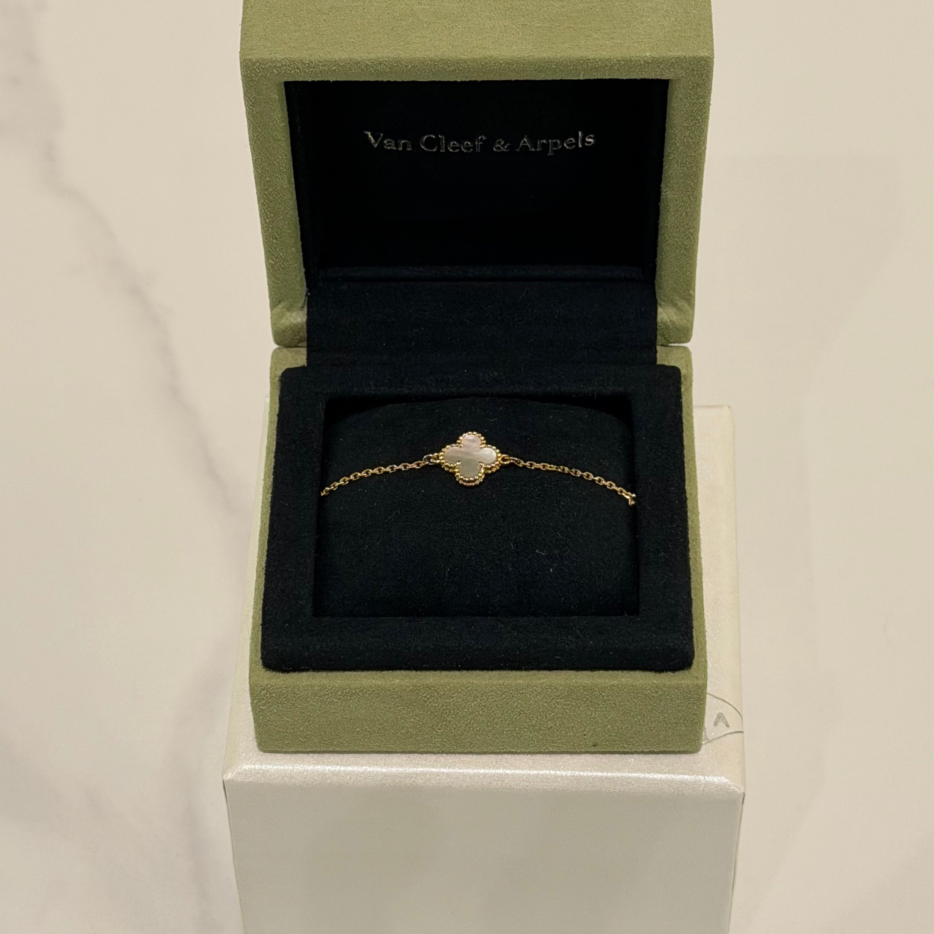 Van Cleef & Arpels Alhambra Small White Mother-of-Pearl 18K Gold Bracelet