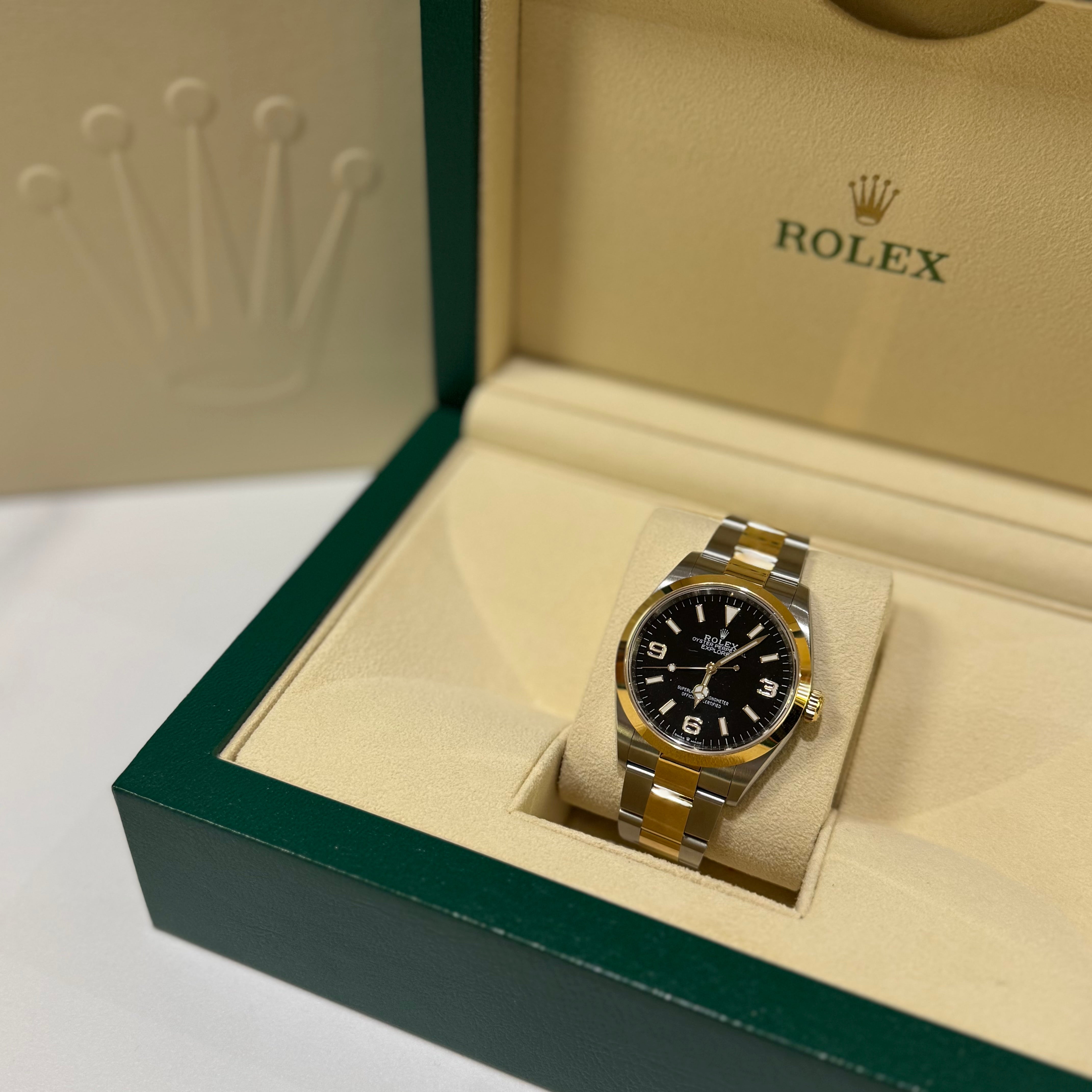 ROLEX EXPLORER 36MM OYSTERSTEEL, YELLOW GOLD REF 124273