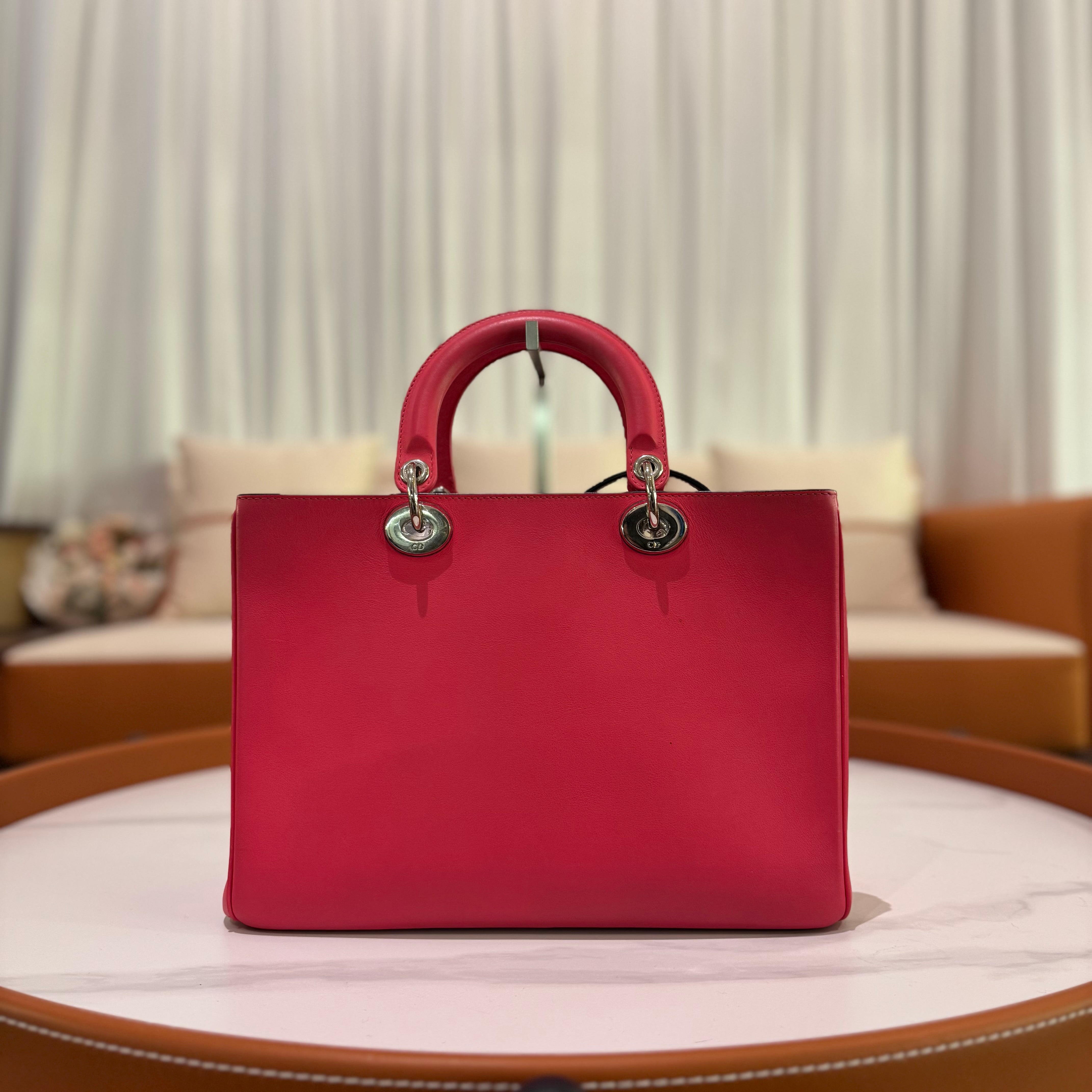 DIOR VIP DIORISSIMO LARGE FULL LEATHER FUCHSIA WITH SILVER HARDWARE