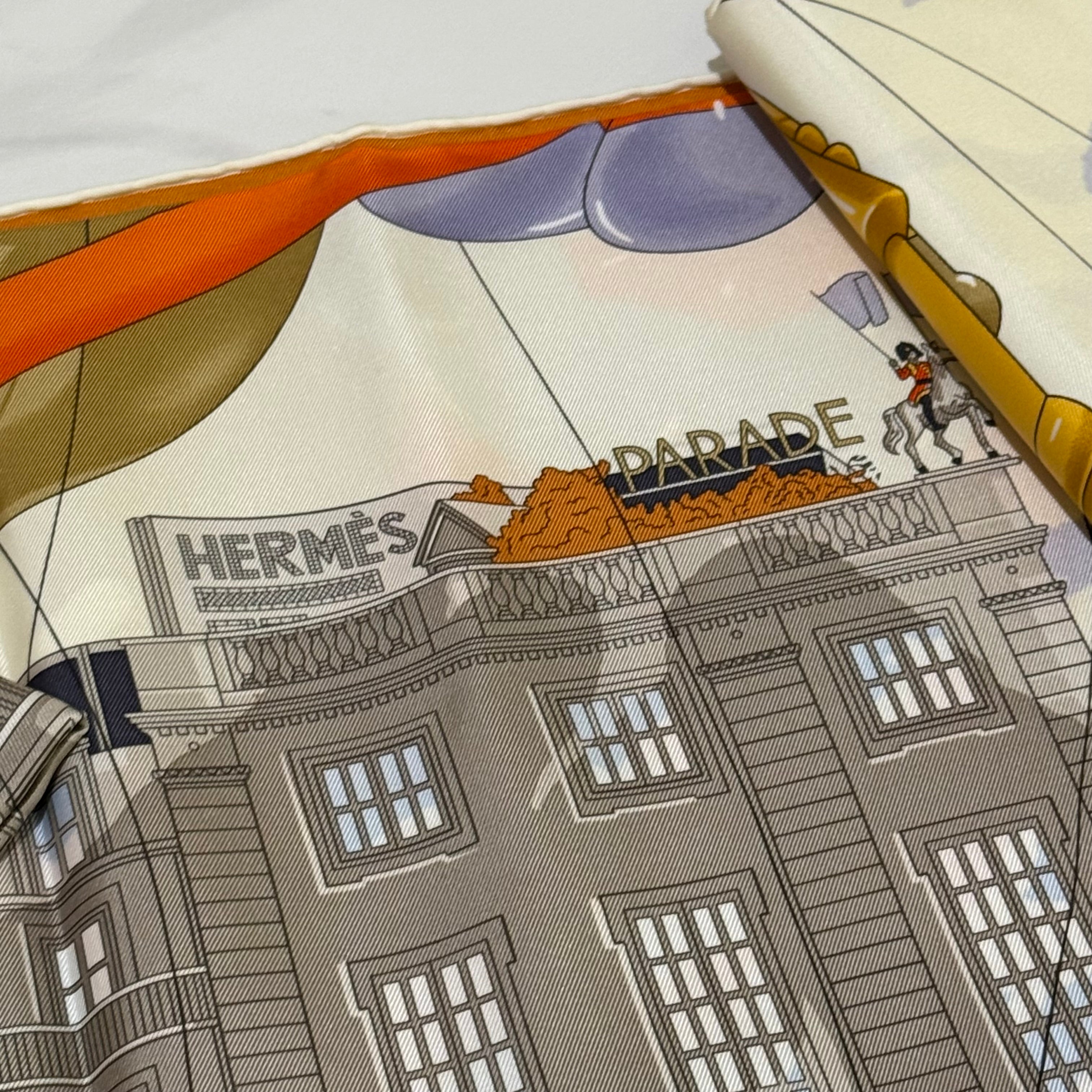 HERMES CARRE TWILL CREME SILK SCARF