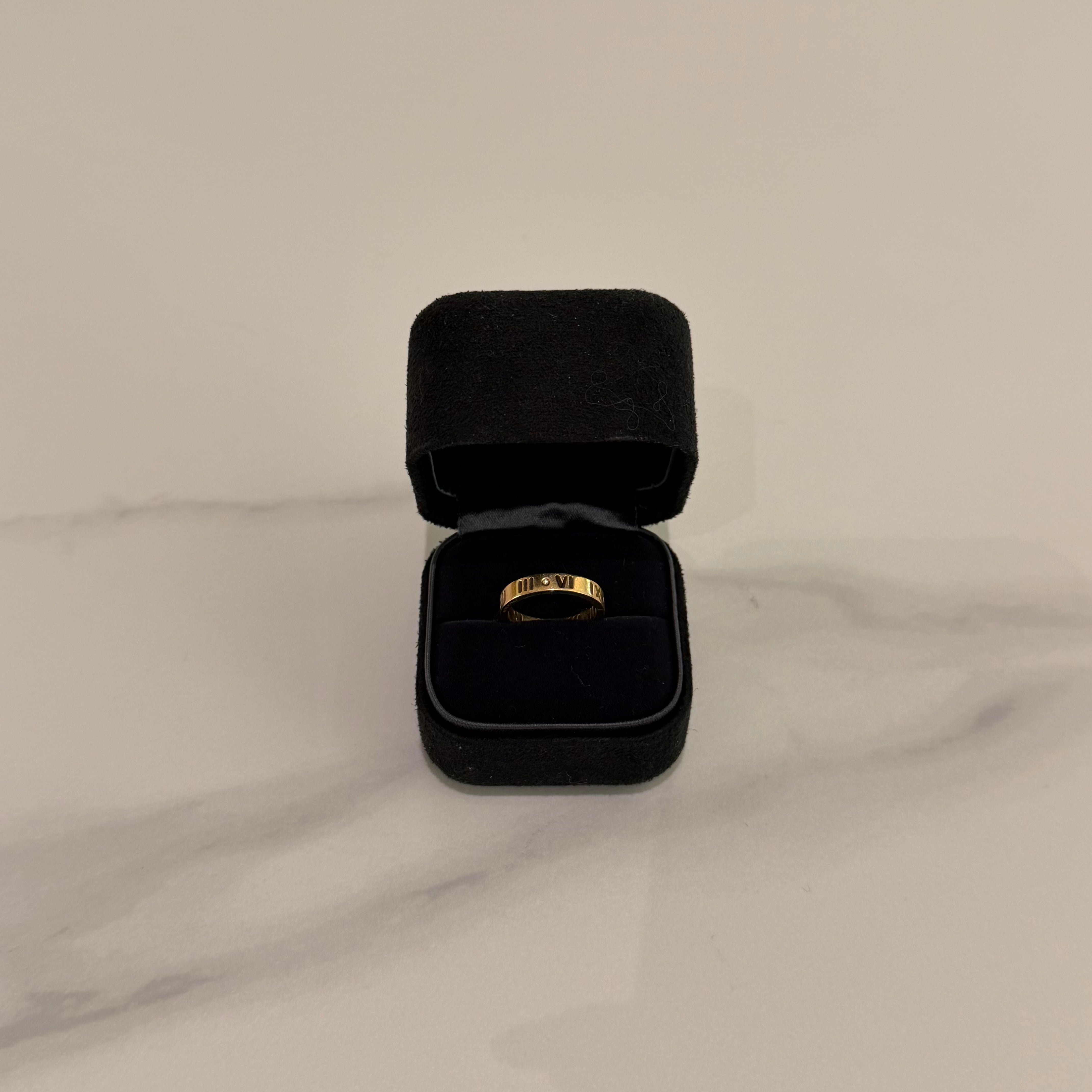 Tiffany Atlas Roman Numeral Four-Diamond Ring 18K Rose Gold