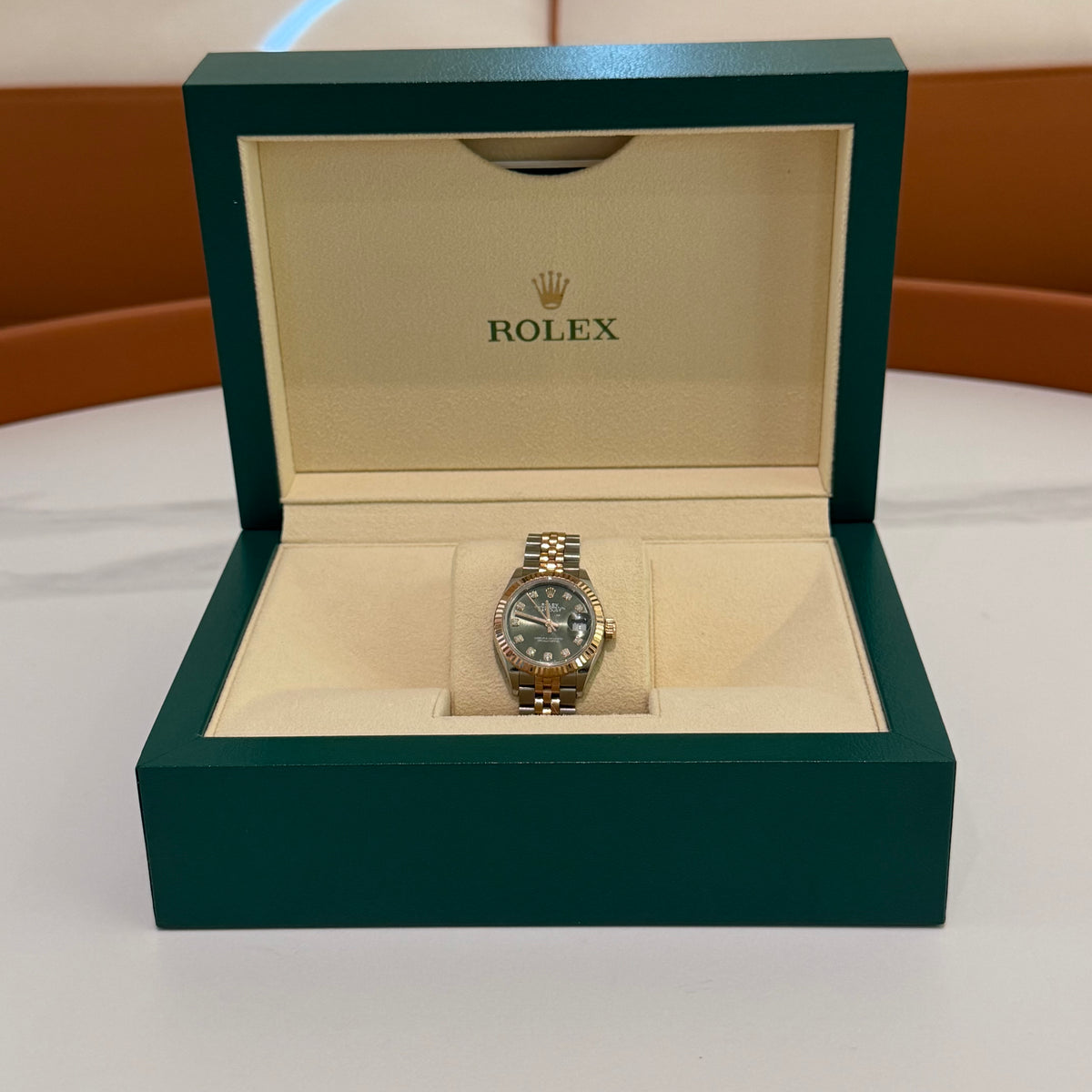 Rolex Lady-Datejust M279171 Olive Green Dial Steel & Yellow Gold Flute