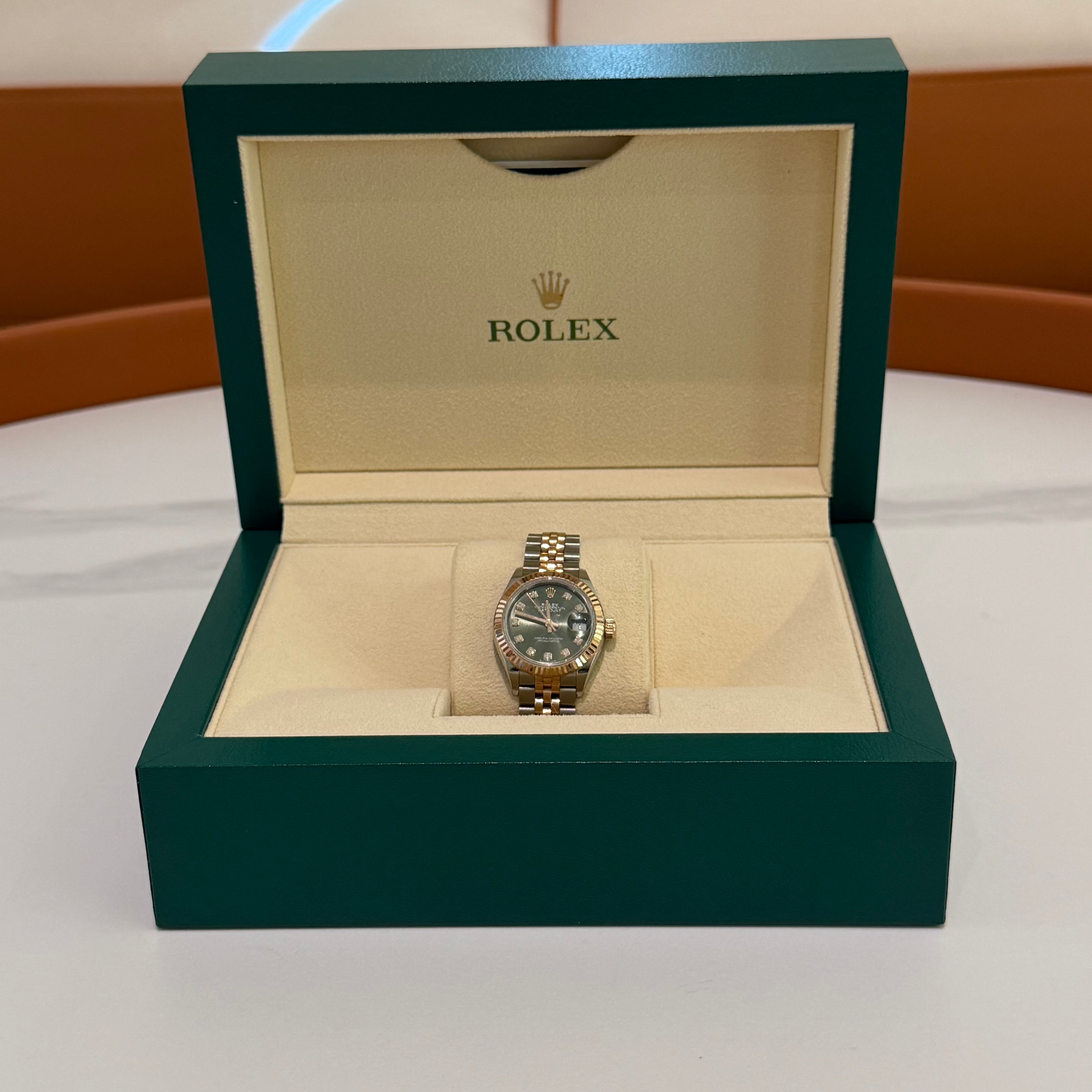 Rolex Lady-Datejust M279171 Olive Green Dial Steel & Yellow Gold Fluted Bezel