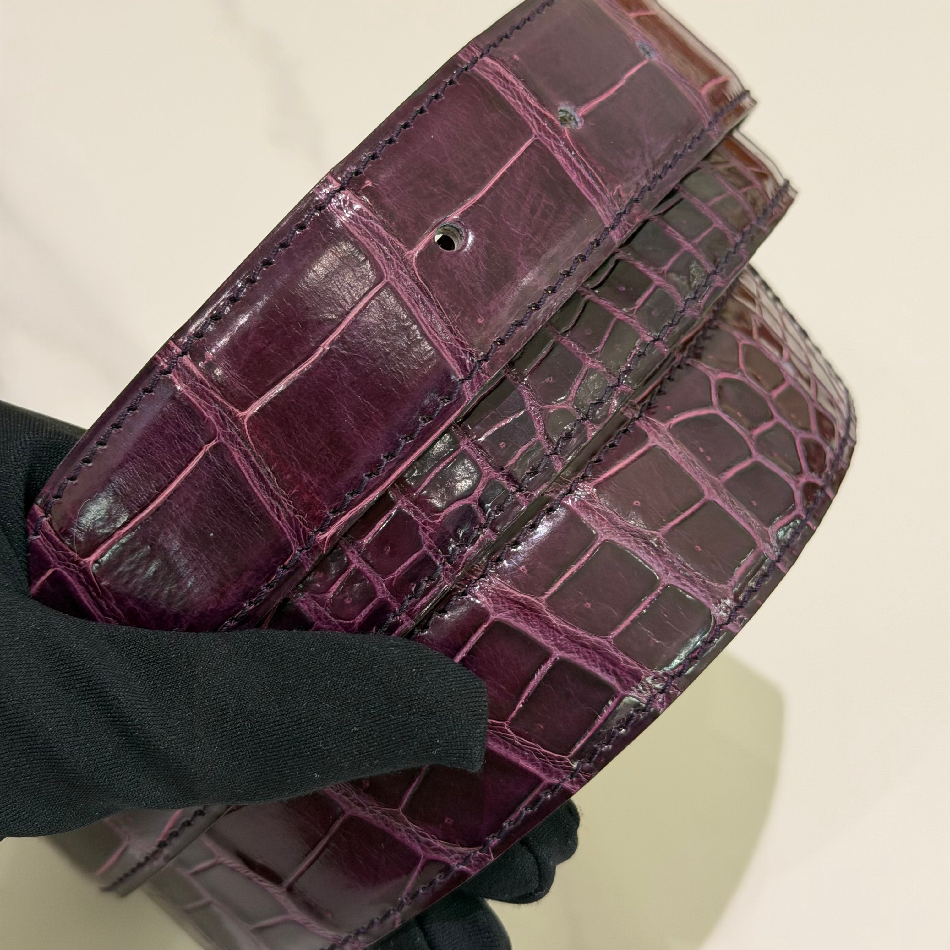 Hermes Crocodile Leather Belt Purple (Stamp O)