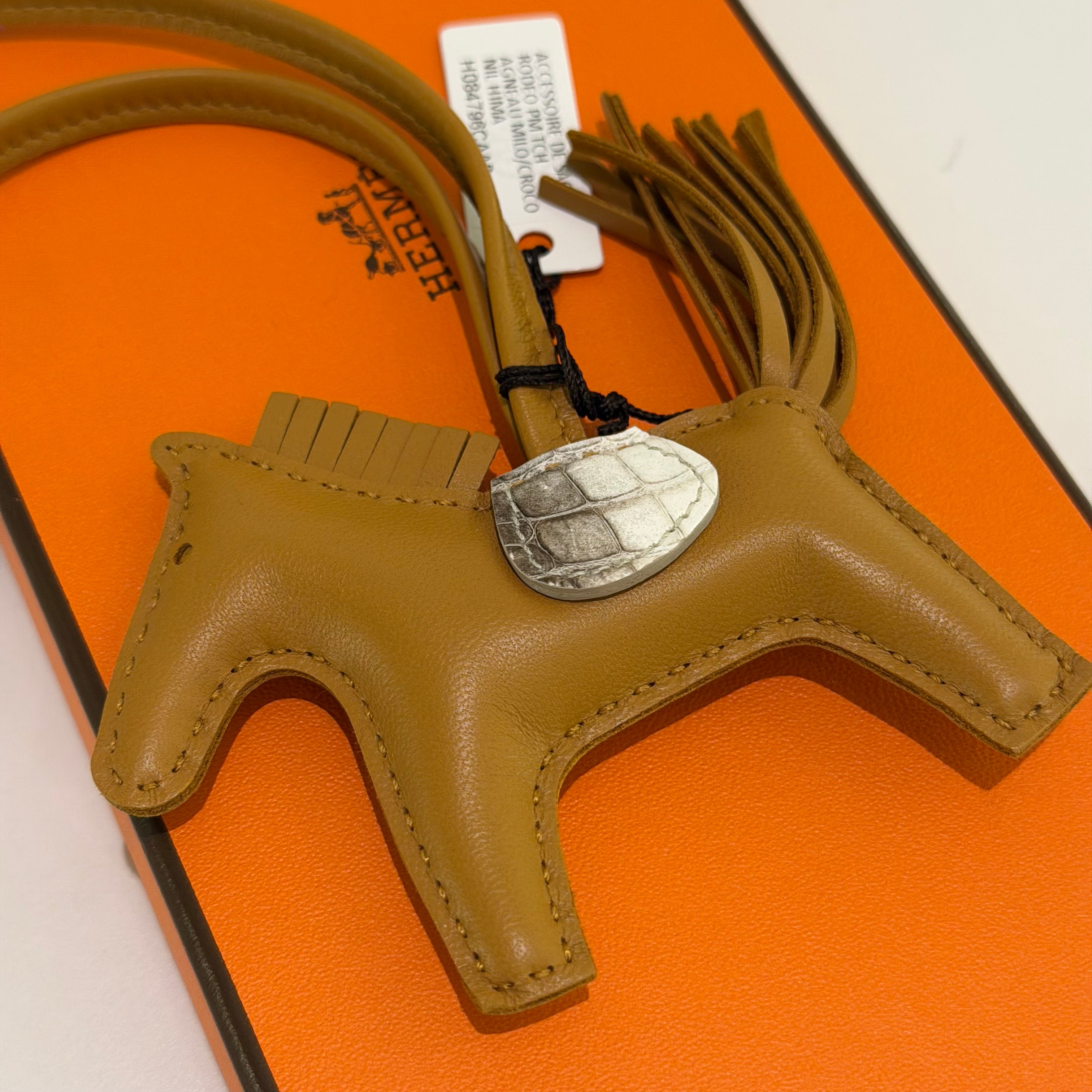 Hermes Rodeo PM Touch Charm Sesame with Himalaya Crocodile