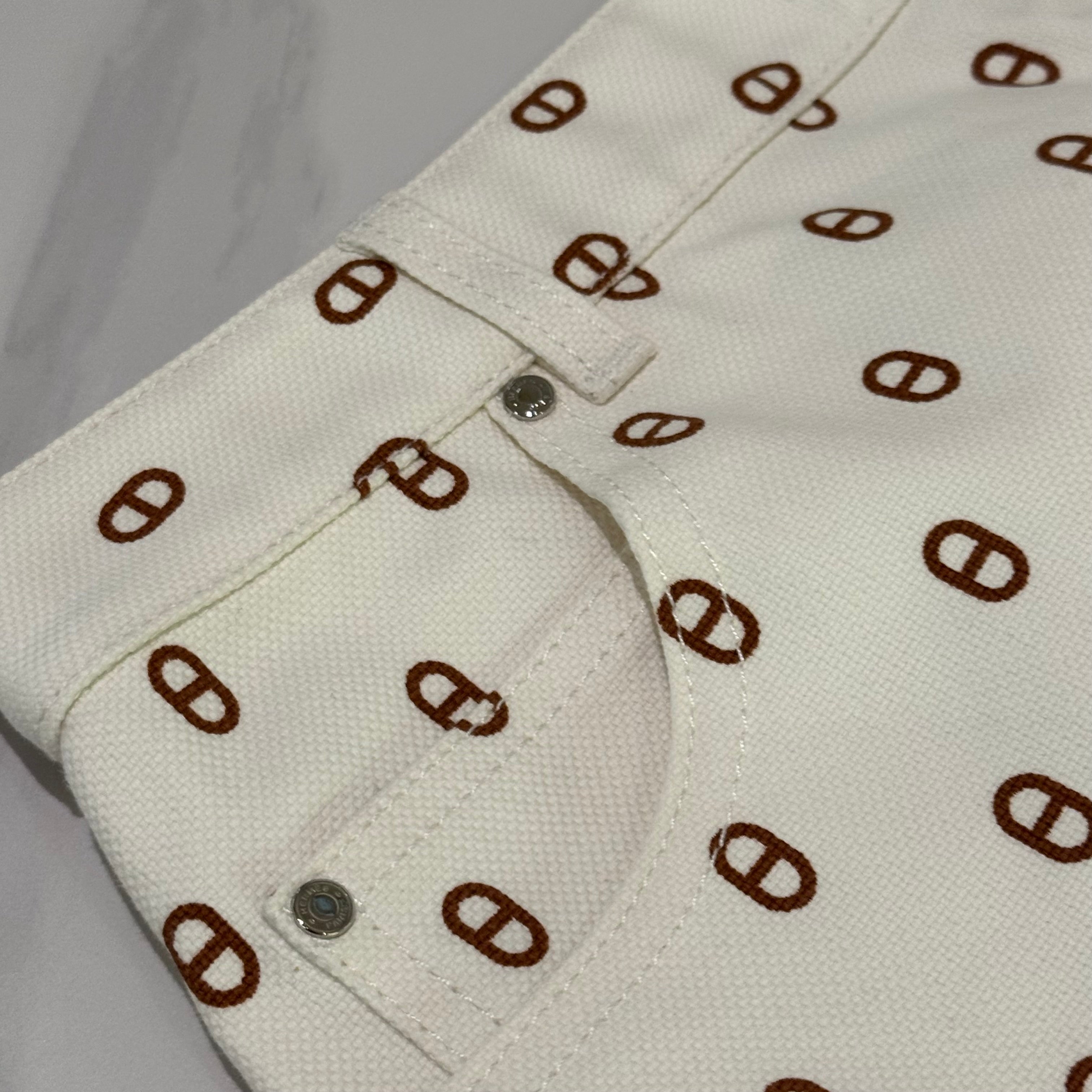 HERMÈS WHITE DENIM A-LINE SKIRT