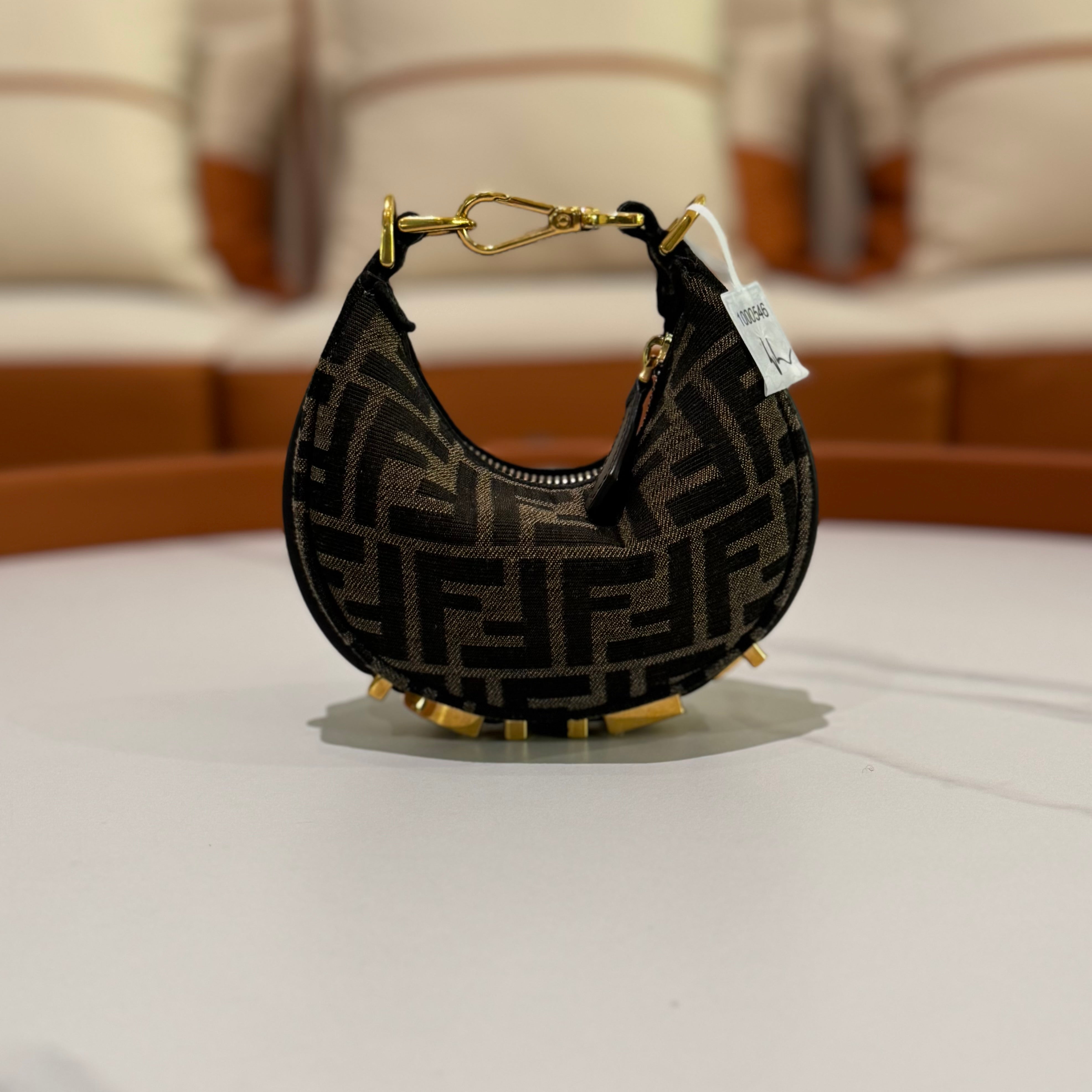 FENDI NANO FENDIGRAPHY BROWN HANDBAG