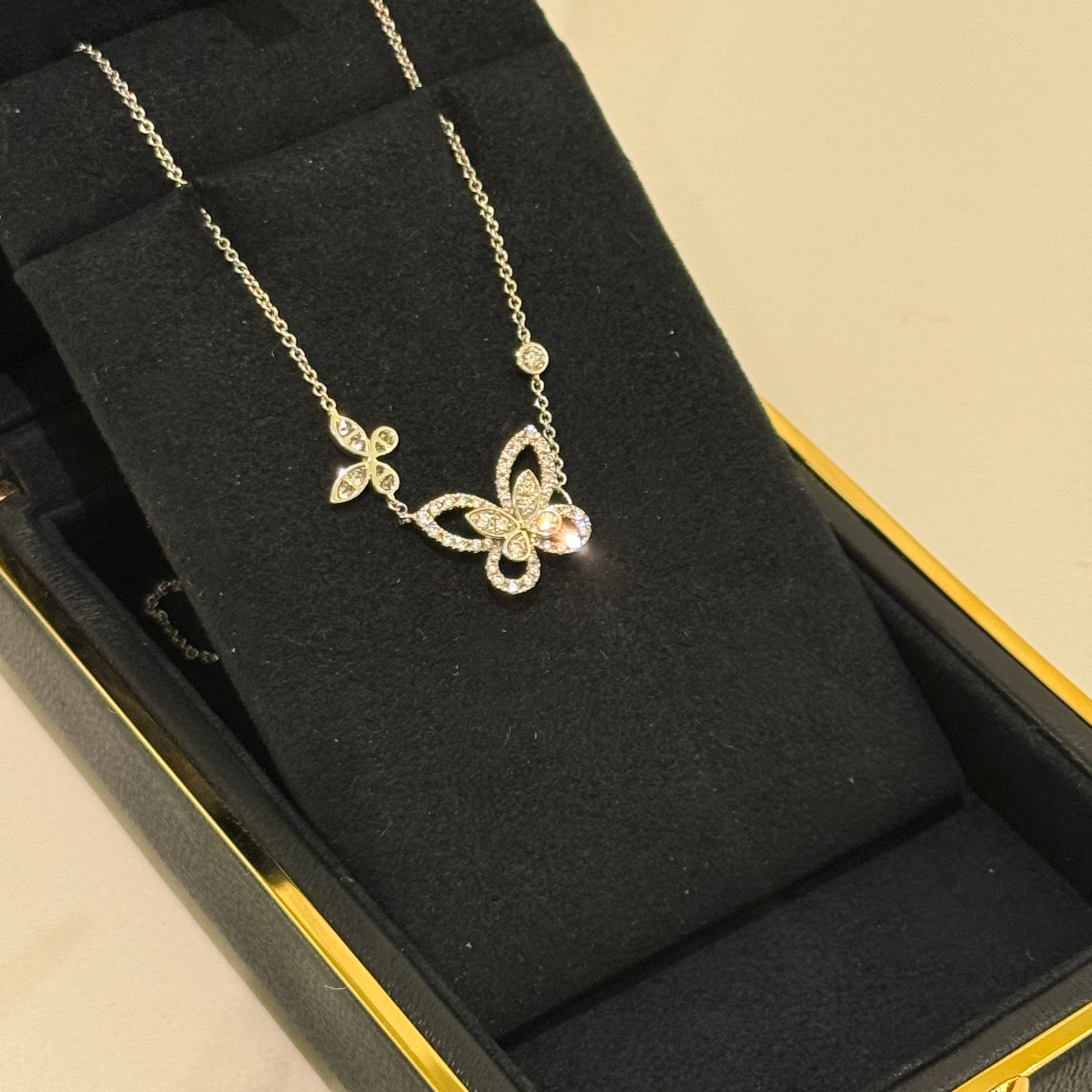 GRAFF BUTTERFLY SILHOUETTE DIAMOND PENDANT NECKLACE