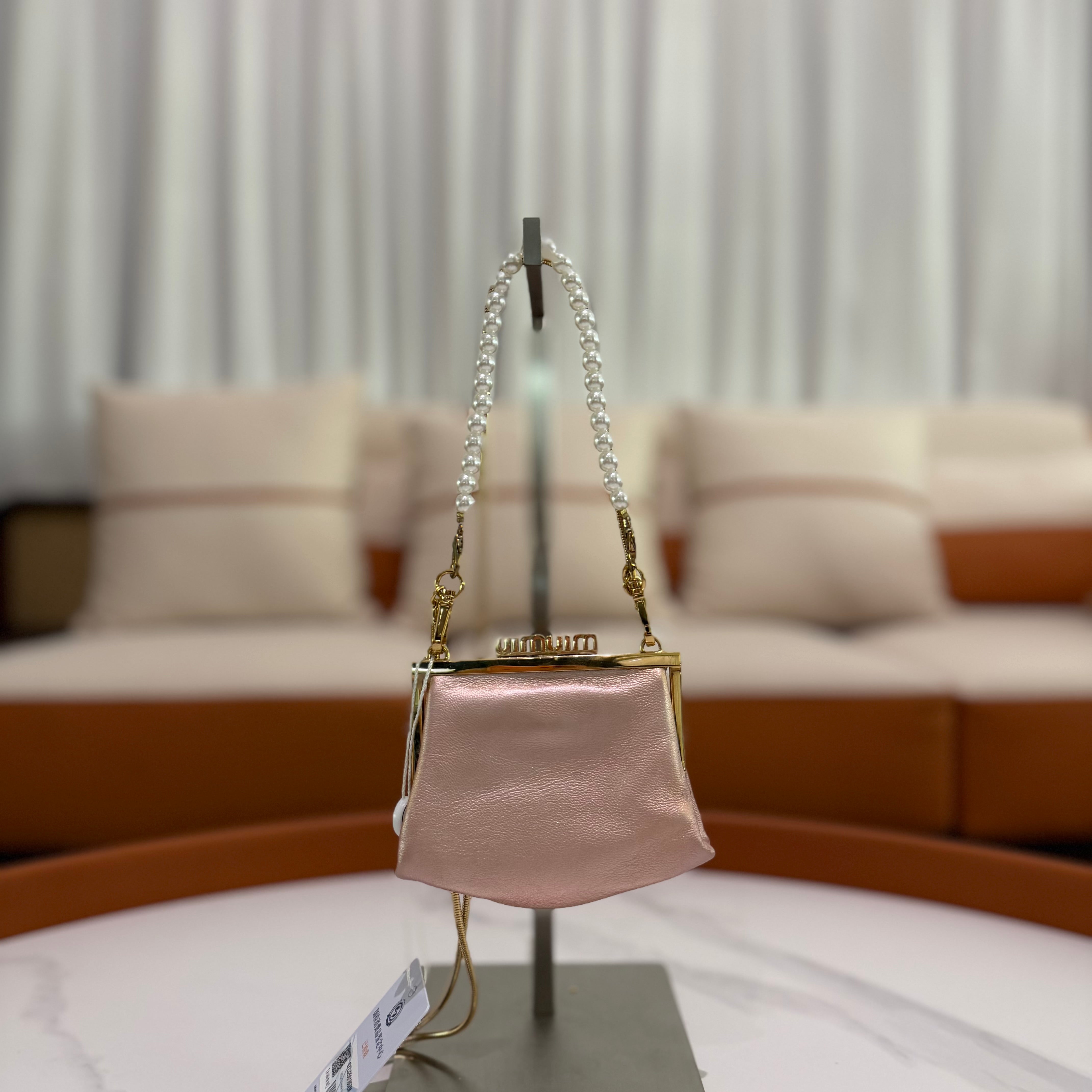 Miu Miu MiuLady Mini Pearl Pink Evening Crossbody Bag