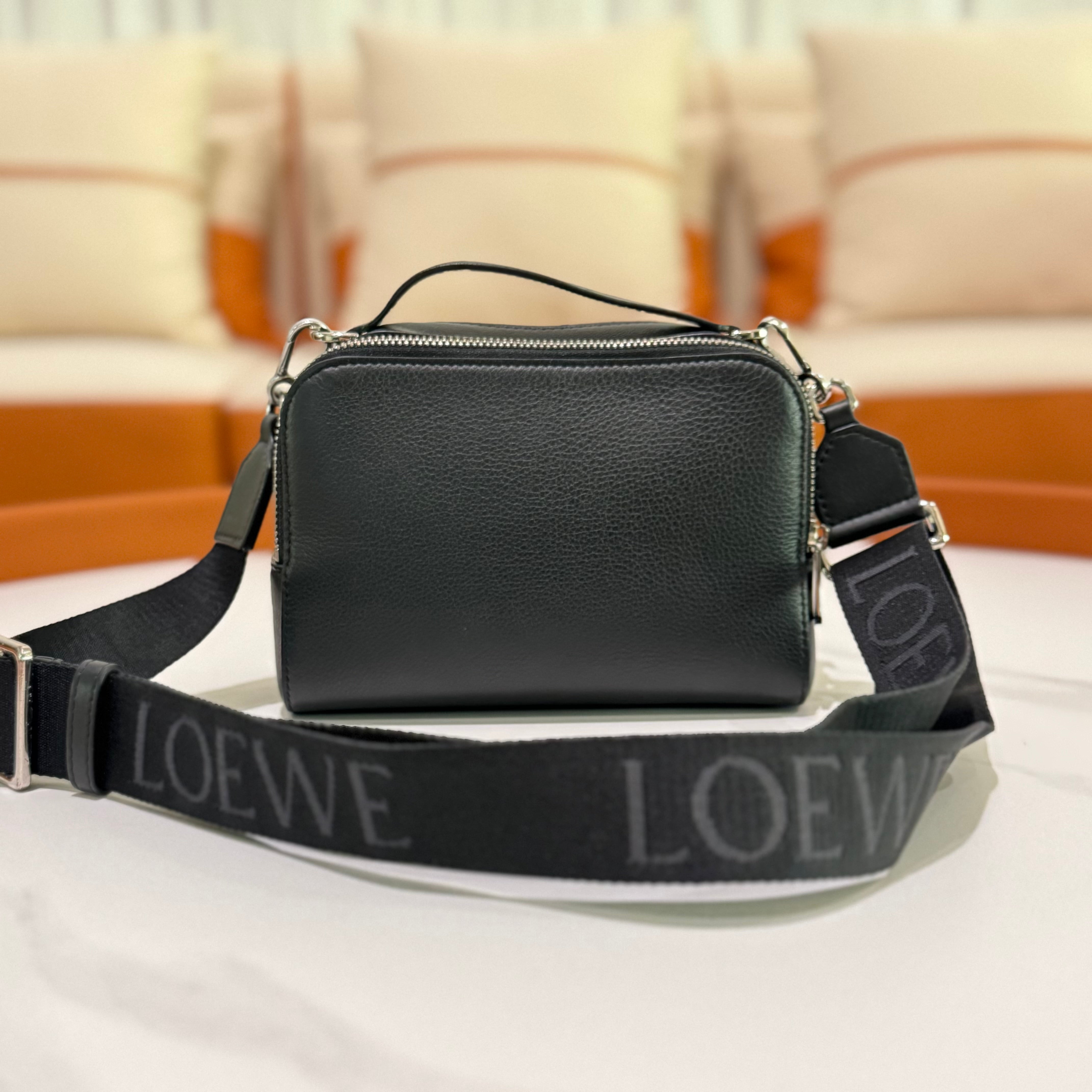 LOEWE BLACK EMBOSSED CAMERA BAG