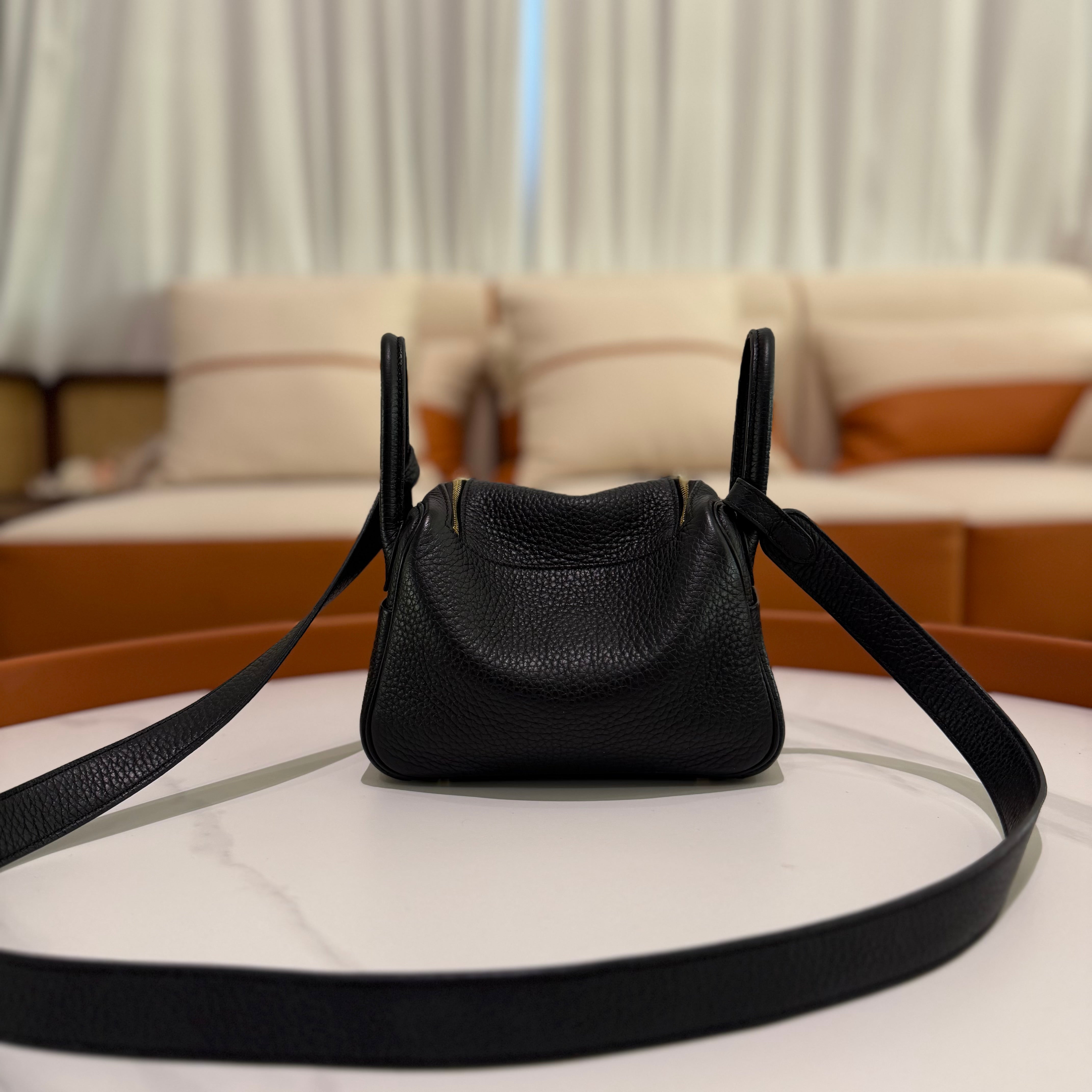 Hermes Mini Lindy Black with Gold Hardware (Stamp W)