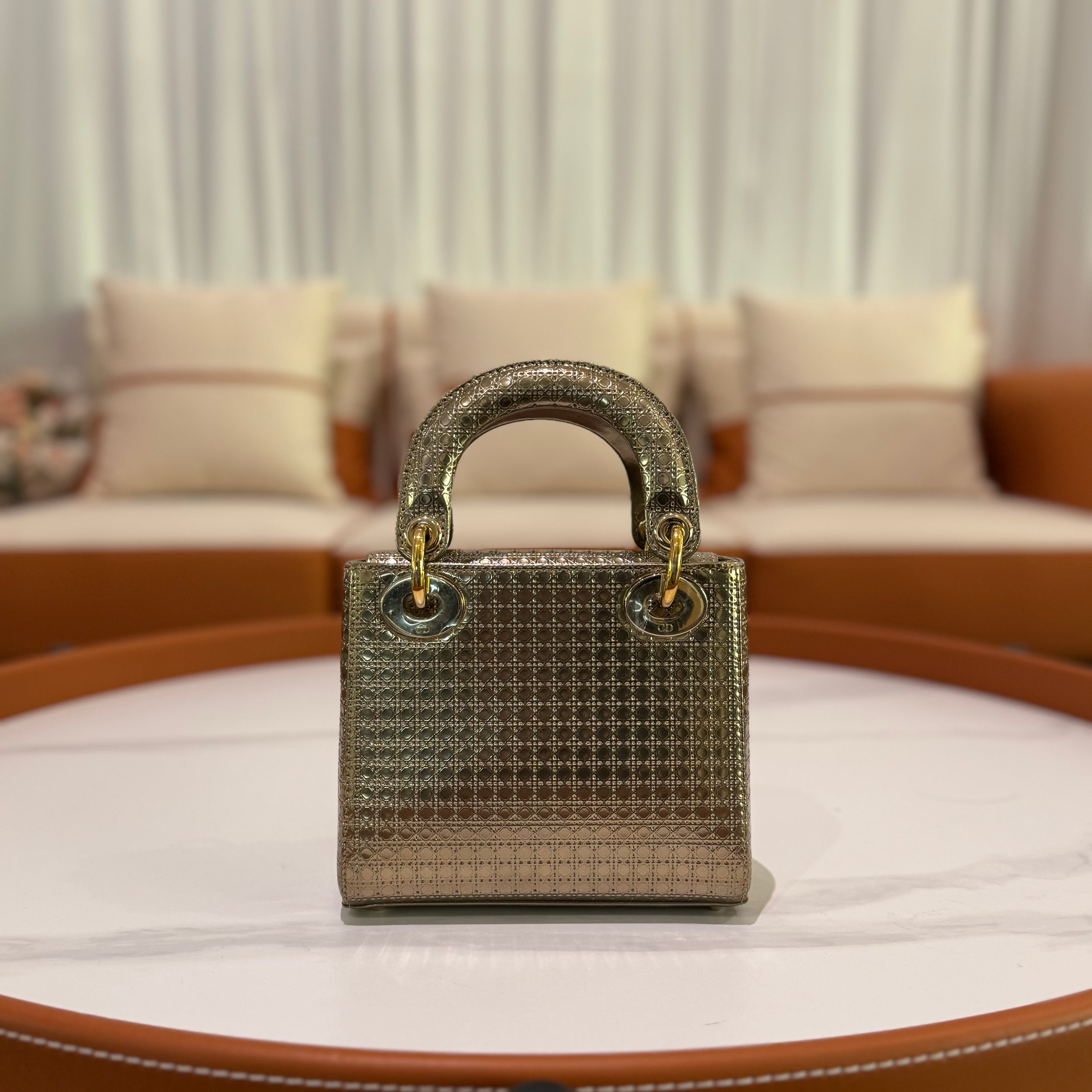 DIOR LADY DIOR SMALL METALLIC LIMITED EDITION HANDBAG (3-GUSSET)