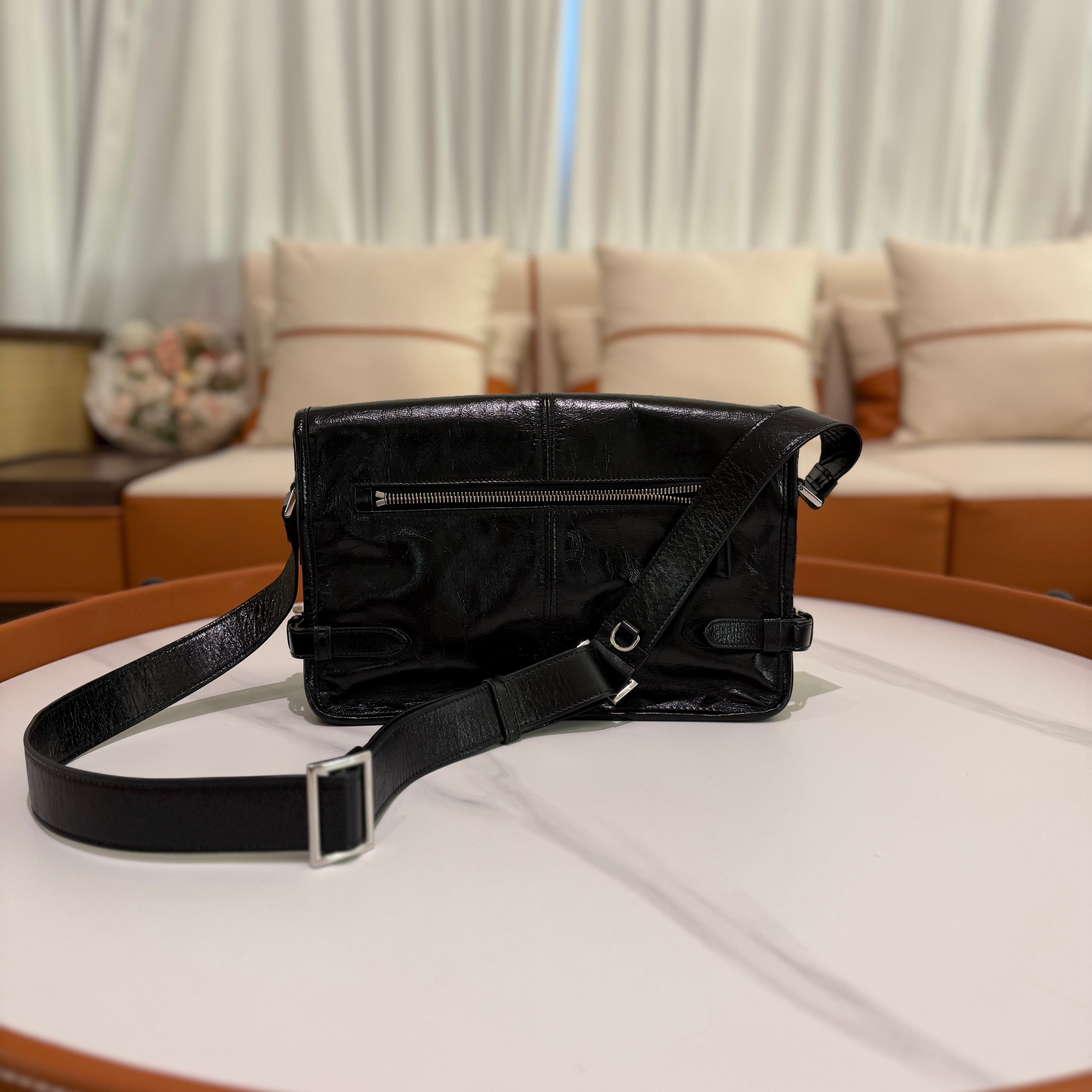 Prada Oiled Leather Messenger Bag