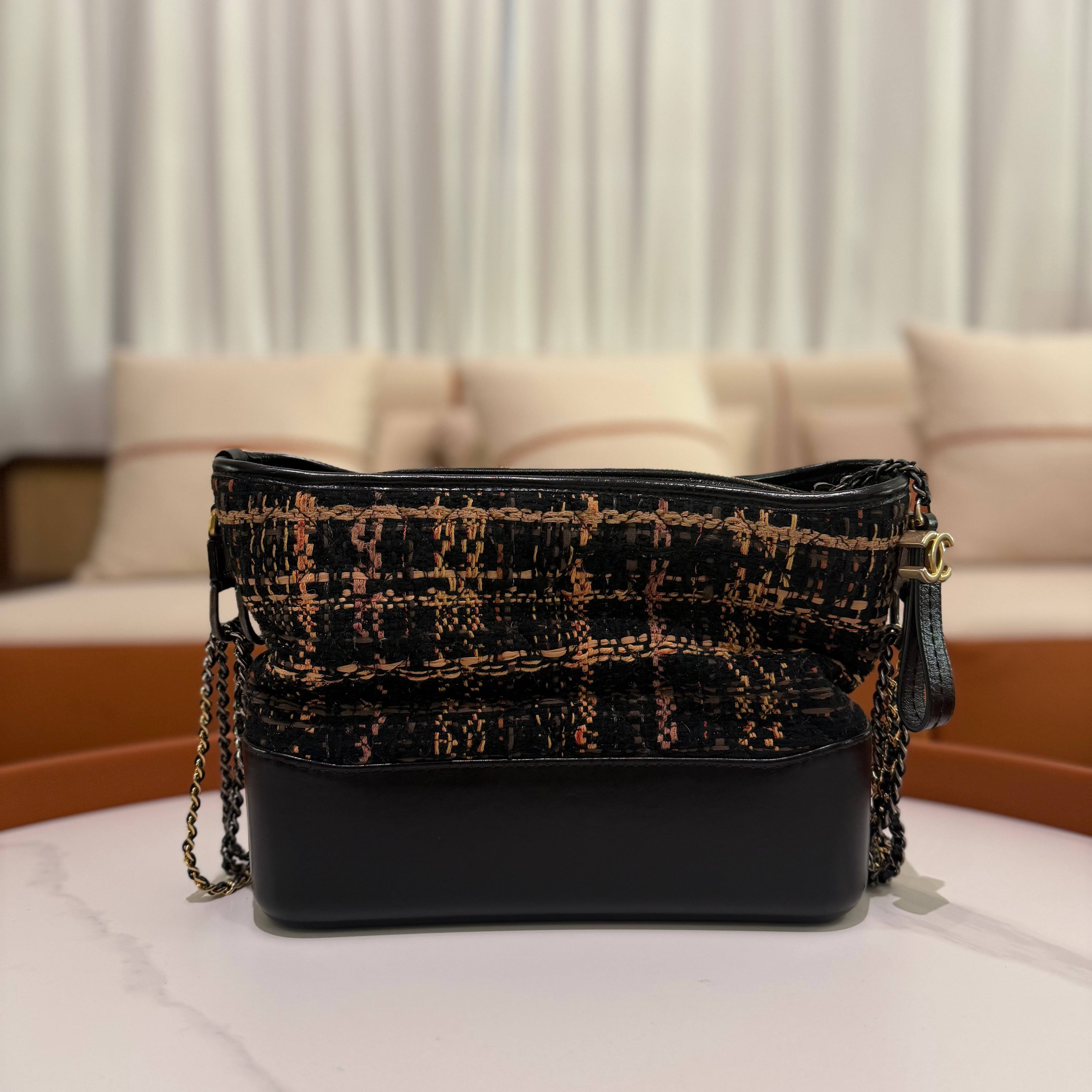 Chanel Gabrielle Large Hobo Bag Black Tweed & Leather