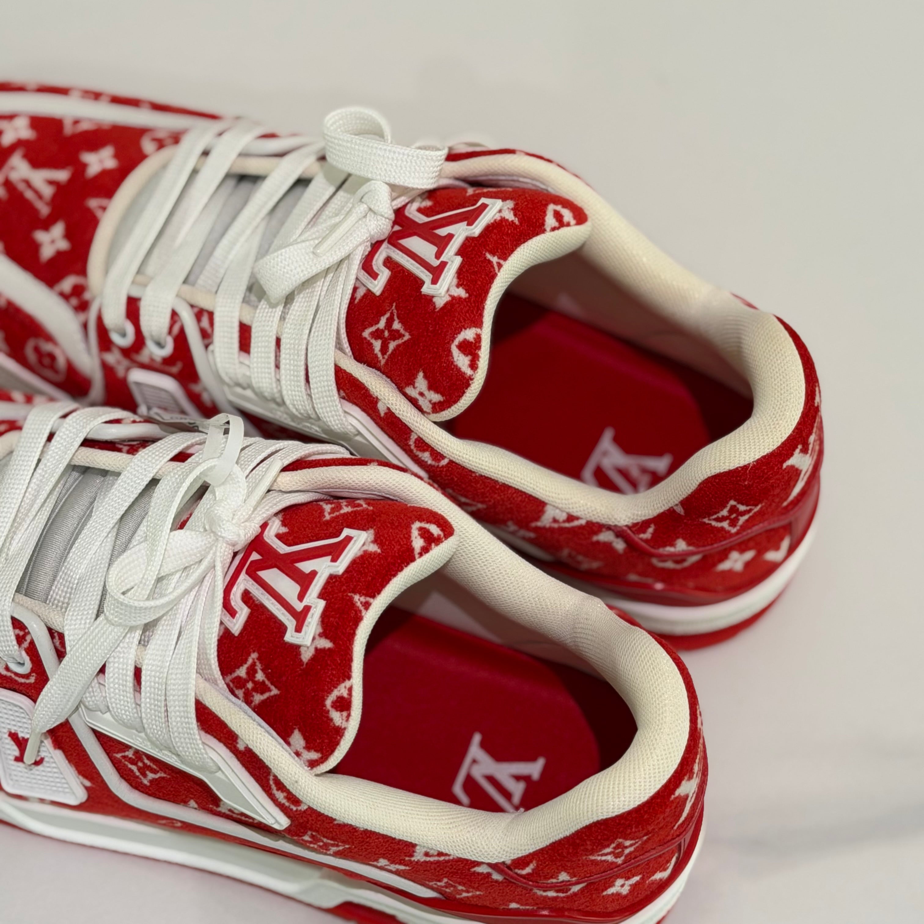LOUIS VUITTON TRAINER RED WHITE MONOGRAM SNEAKERS