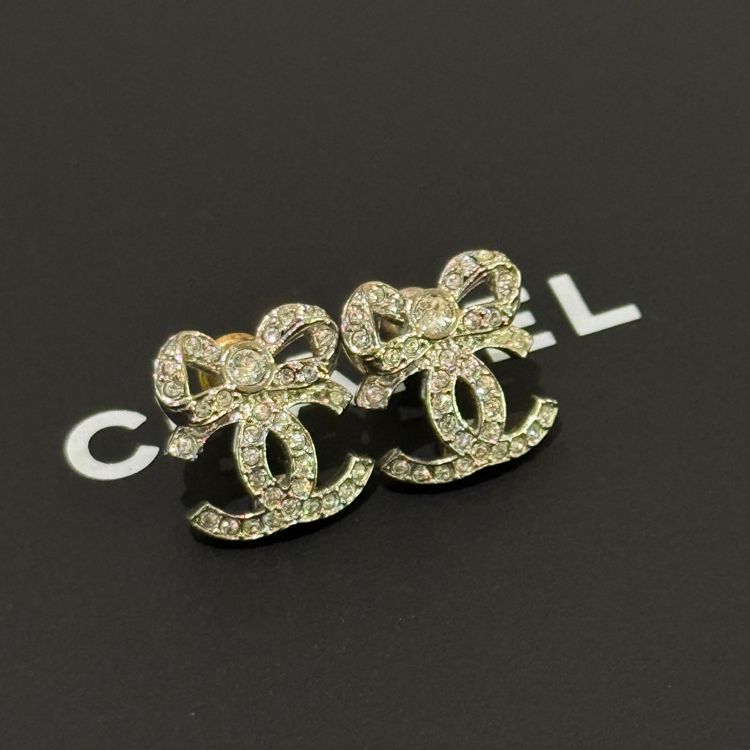 CHANEL CRYSTAL BOW EARRINGS