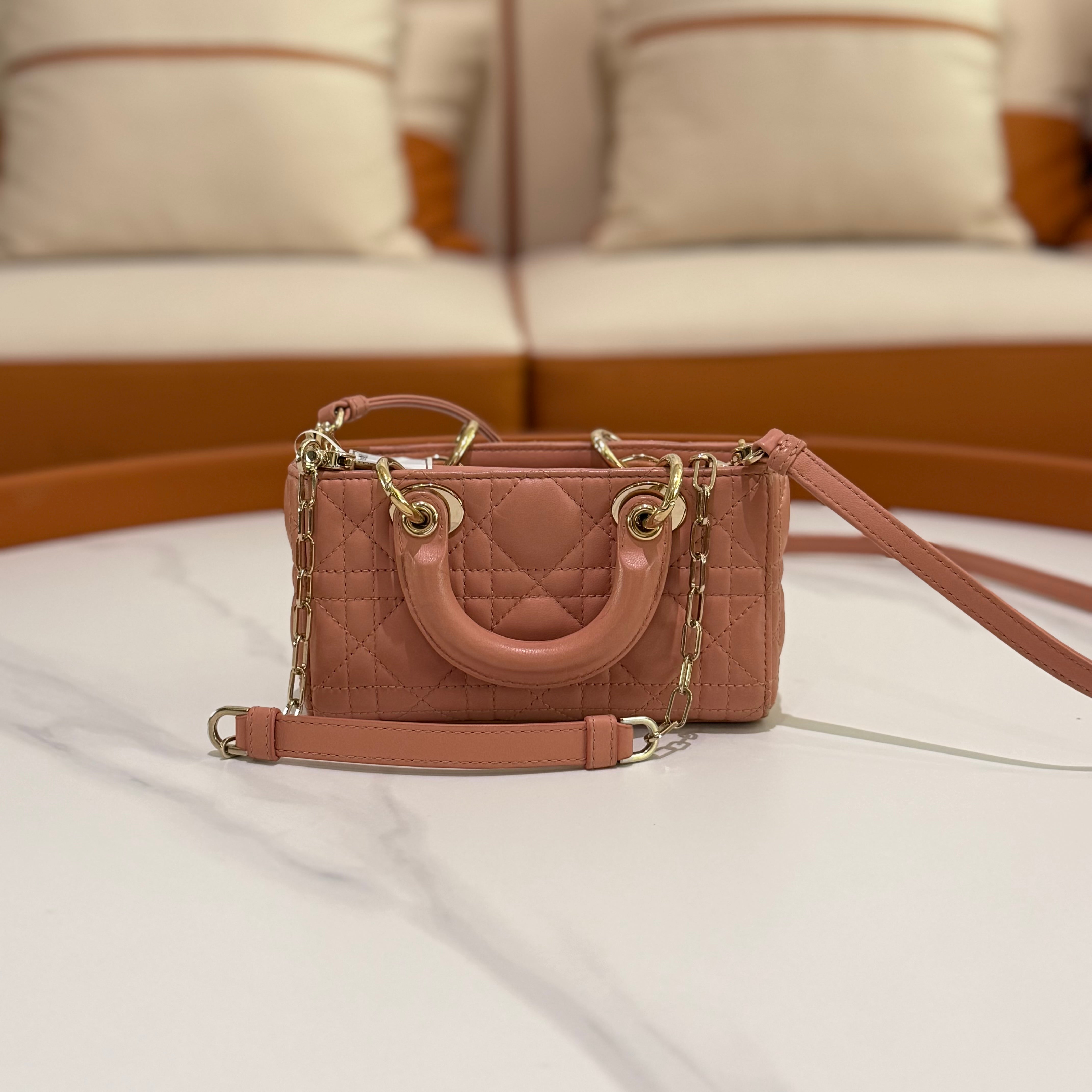 Dior D-Joy Mini Rose Pink Lambskin Shoulder Crossbody Bag