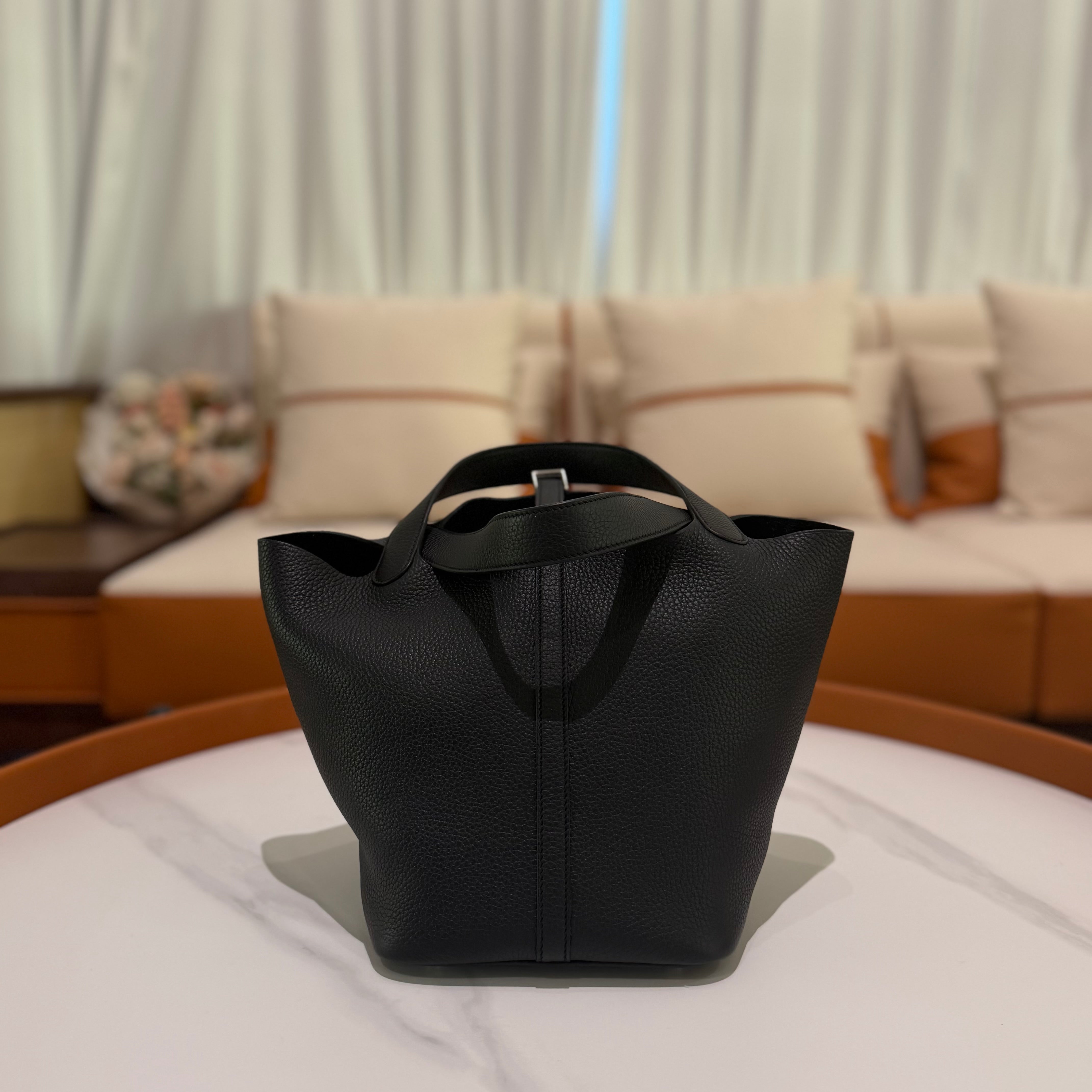 Hermes Picotin 22 Black with Silver Hardware (Stamp K)