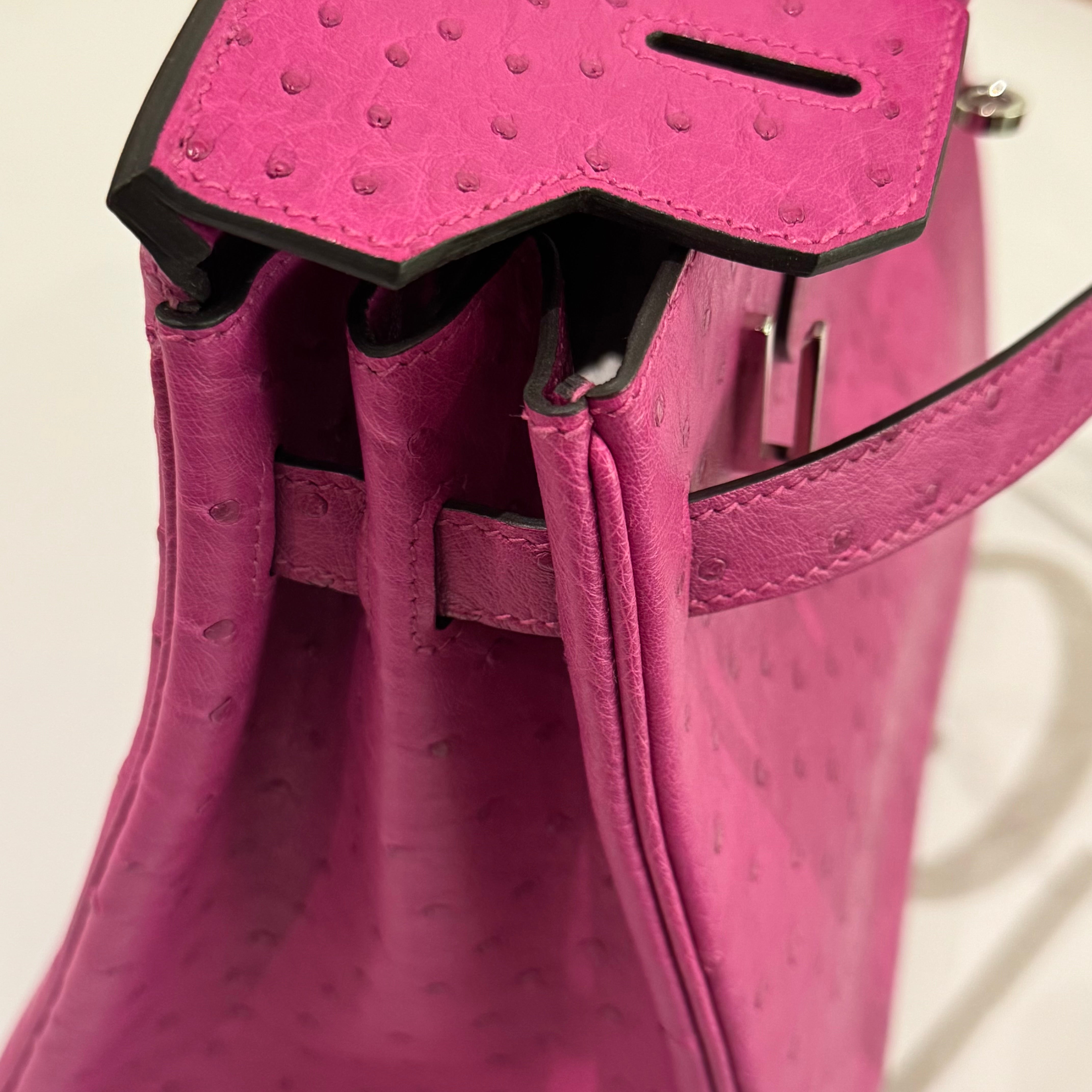 HERMÈS BIRKIN 30 ROSE POURPRE OSTRICH LEATHER WITH PALLADIUM HARDWARE (C STAMP)
