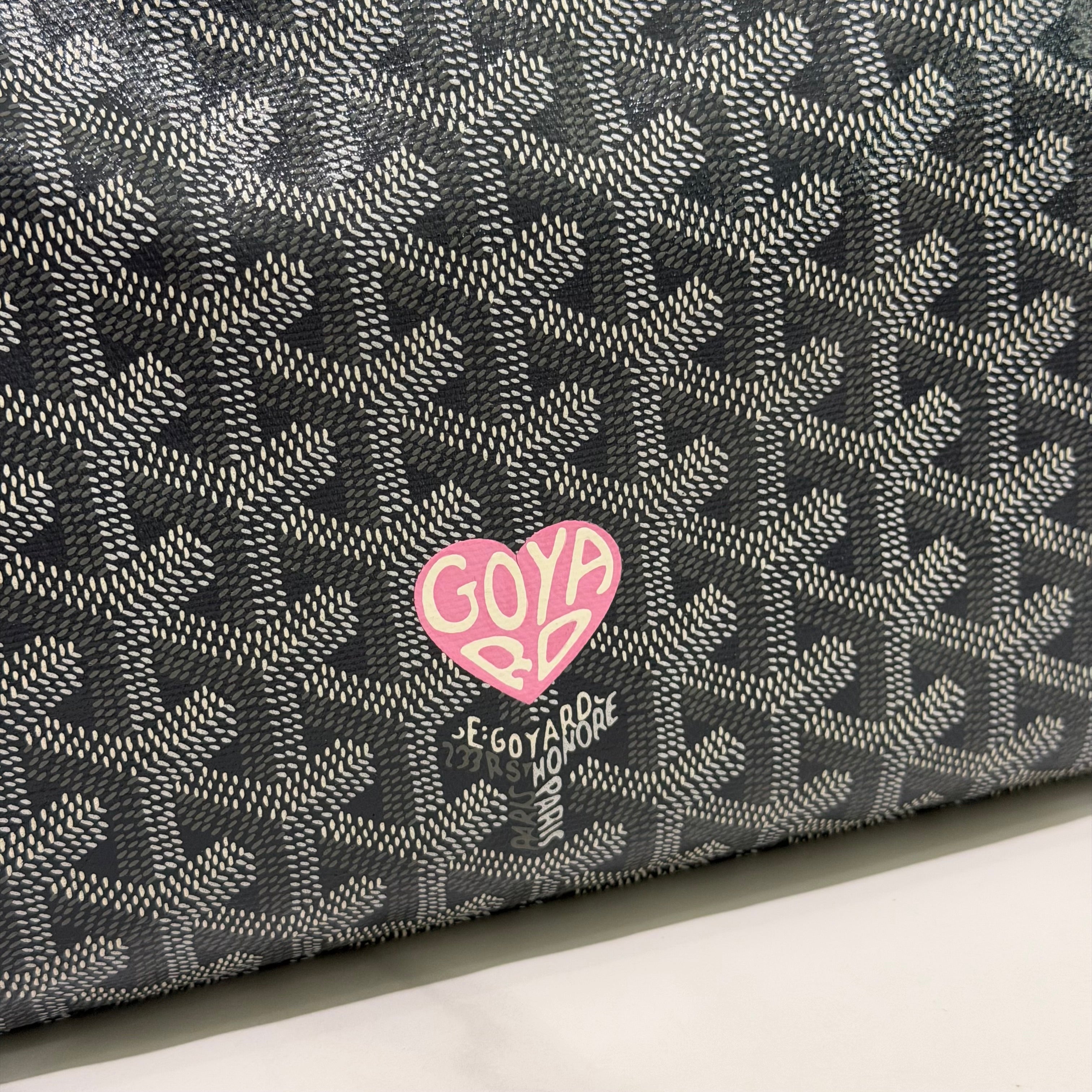 Goyard Hobo Bag Grey with Heart Painting