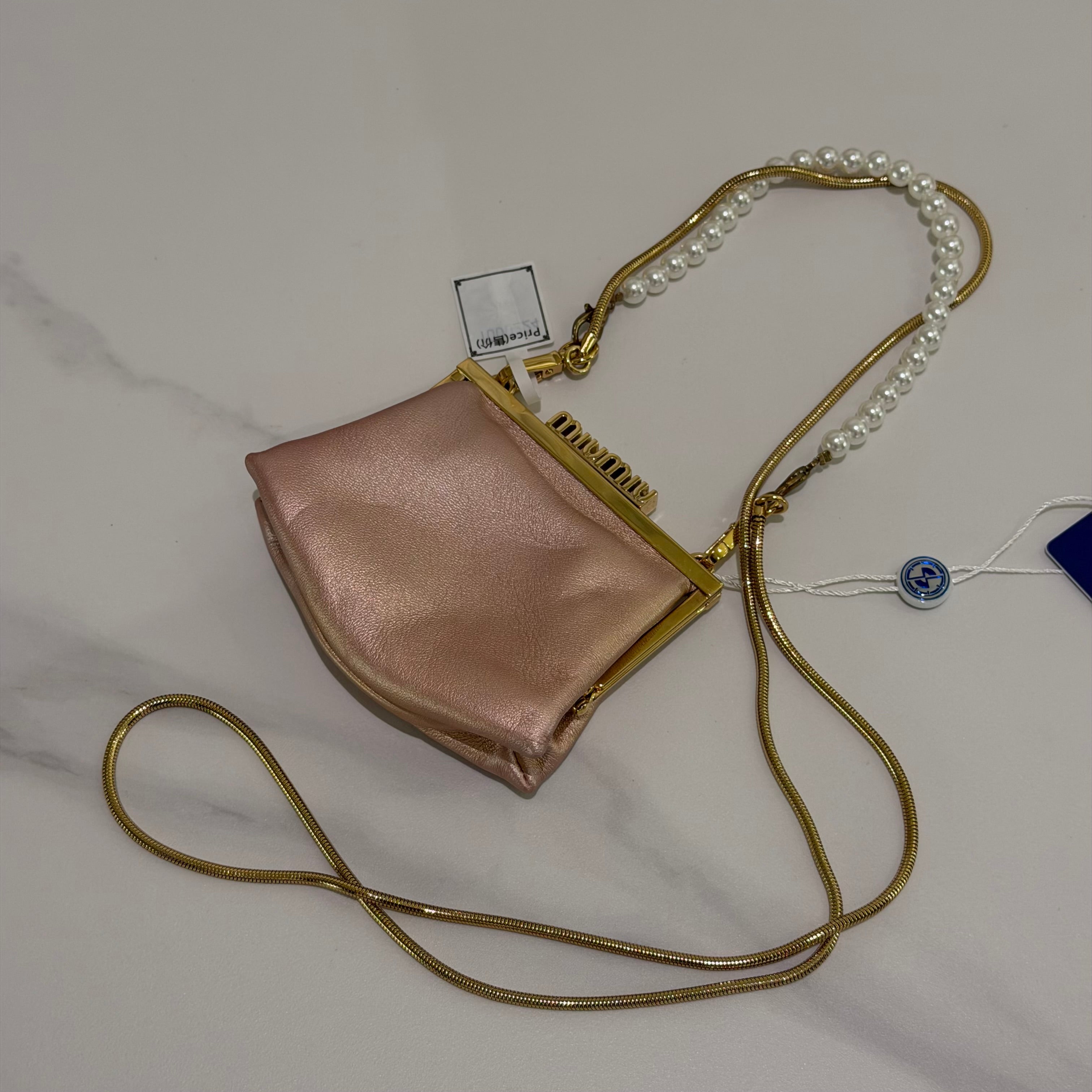 Miu Miu MiuLady Mini Pearl Pink Evening Crossbody Bag
