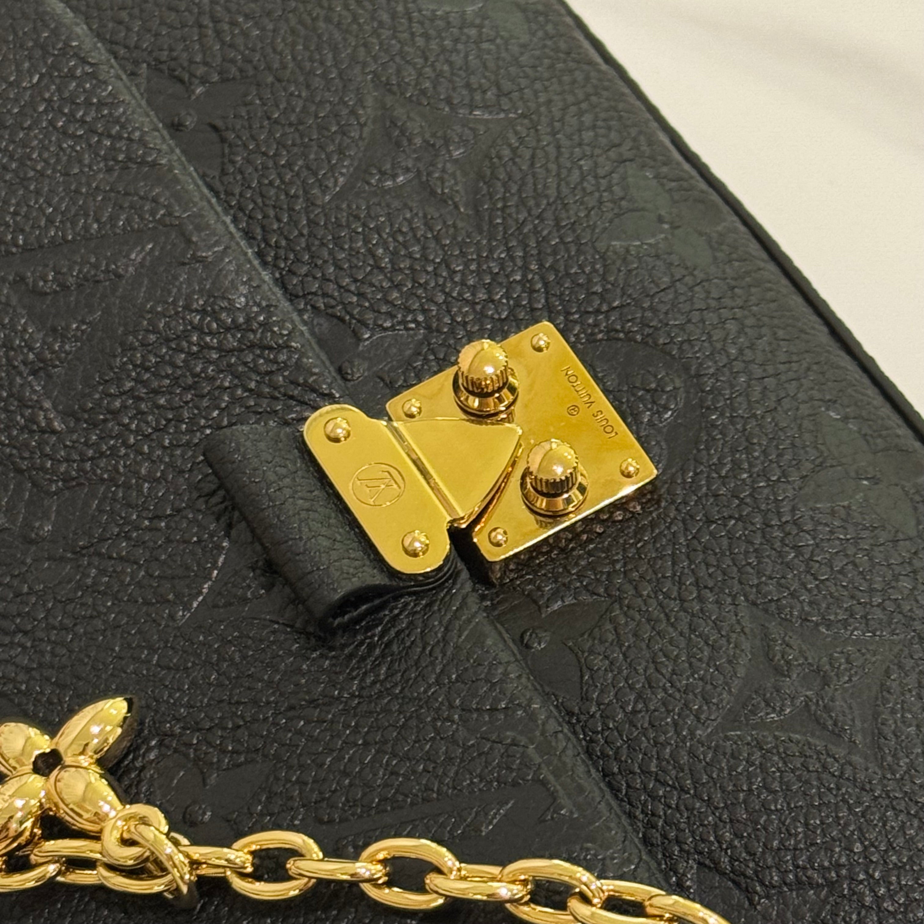 LOUIS VUITTON NANO MADELEINE EMBOSSED LEATHER TOP HANDLE CROSSBODY BAG