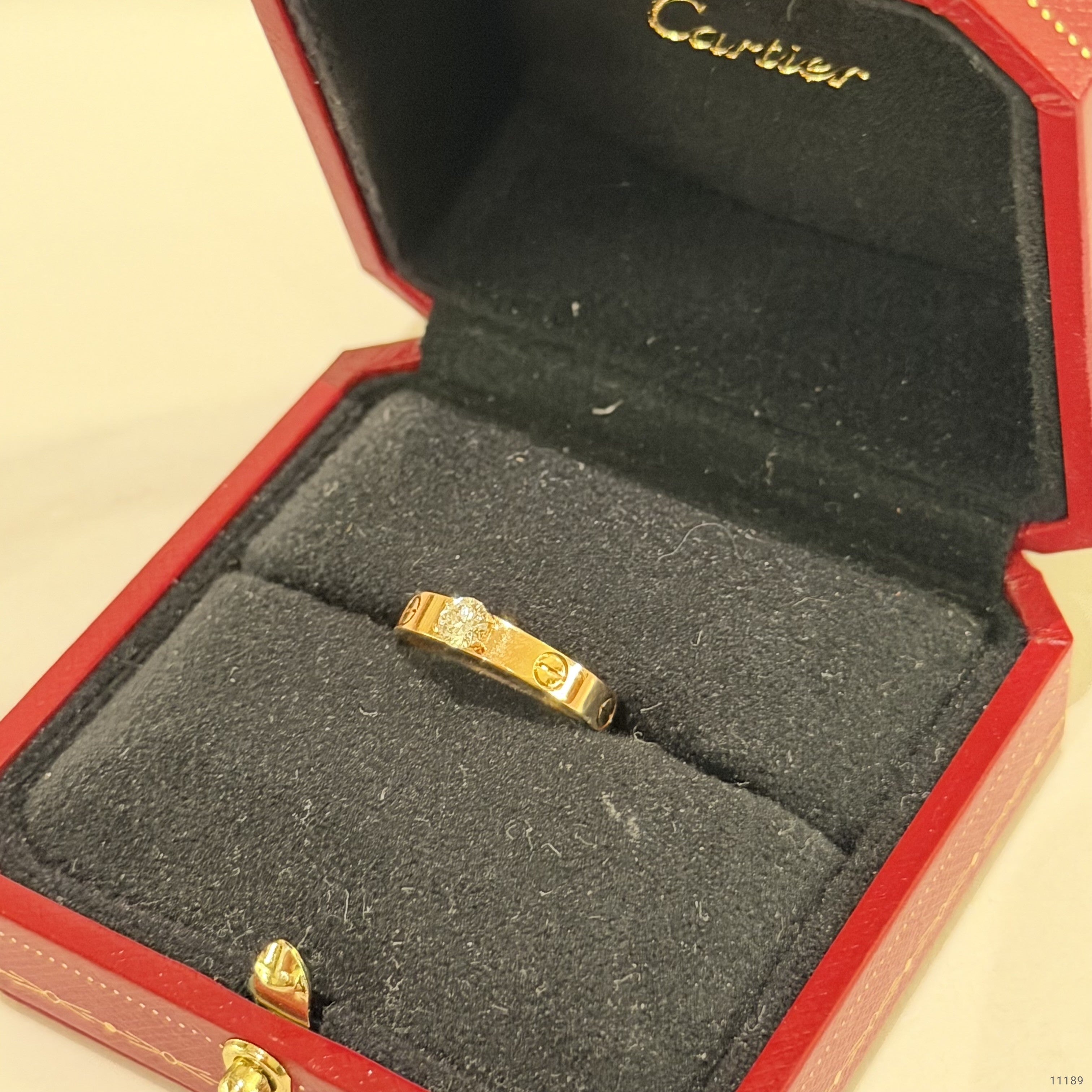 CARTIER LOVE Single Diamond Narrow Ring 18K Rose Gold 0.26ct